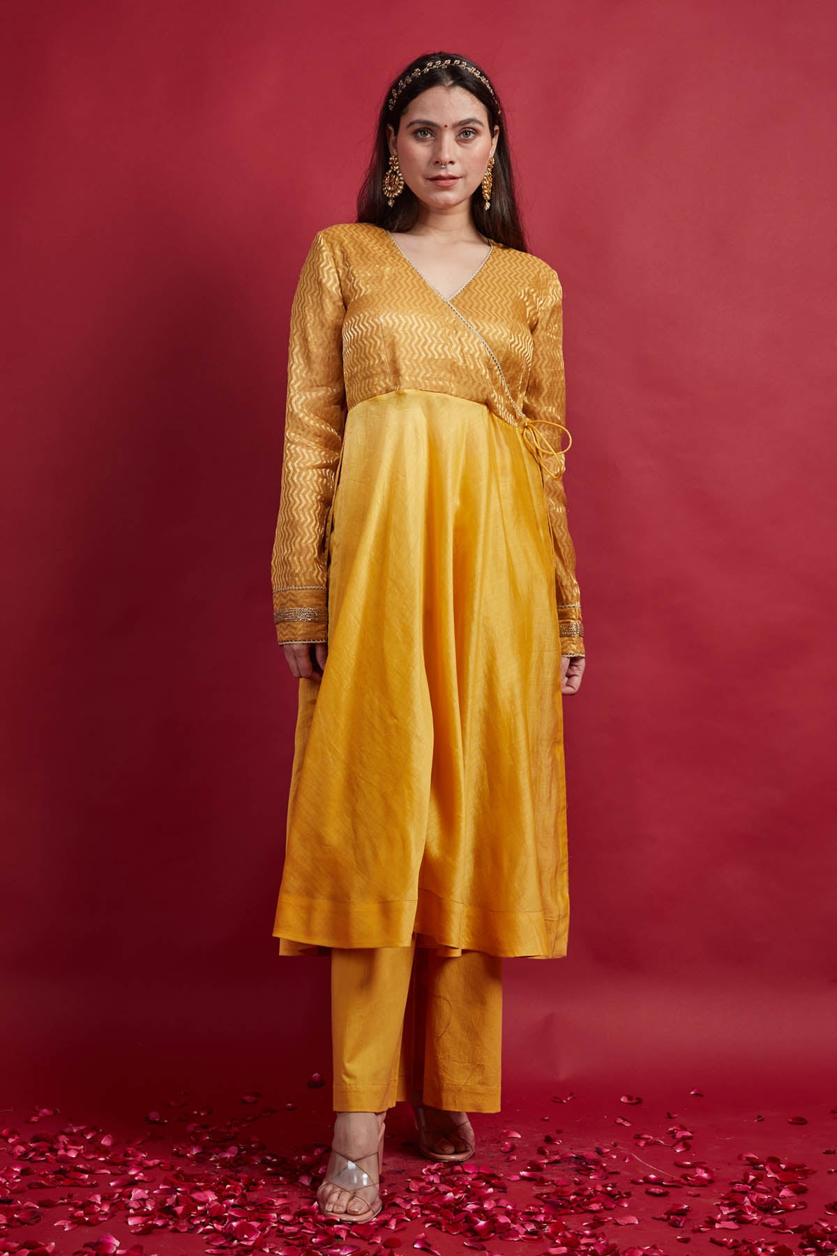 Yellow Chanderi Zari Anarkali Set