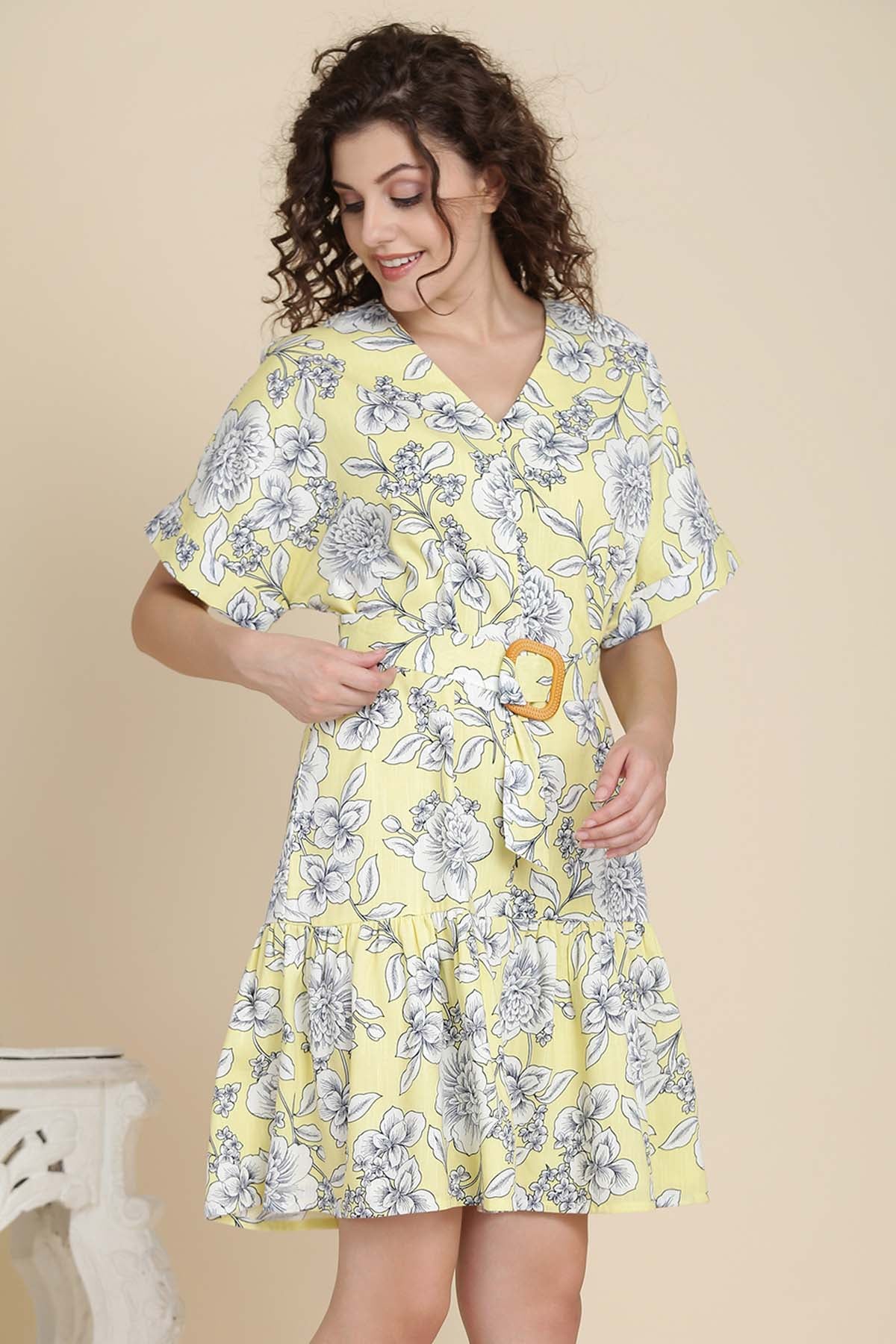 Yellow Cotton Layered Dress