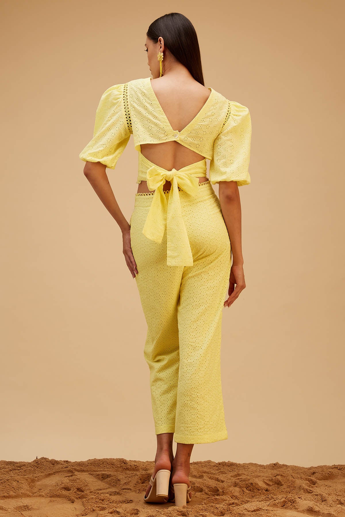 Yellow Cutwork Cotton Co-ord Set