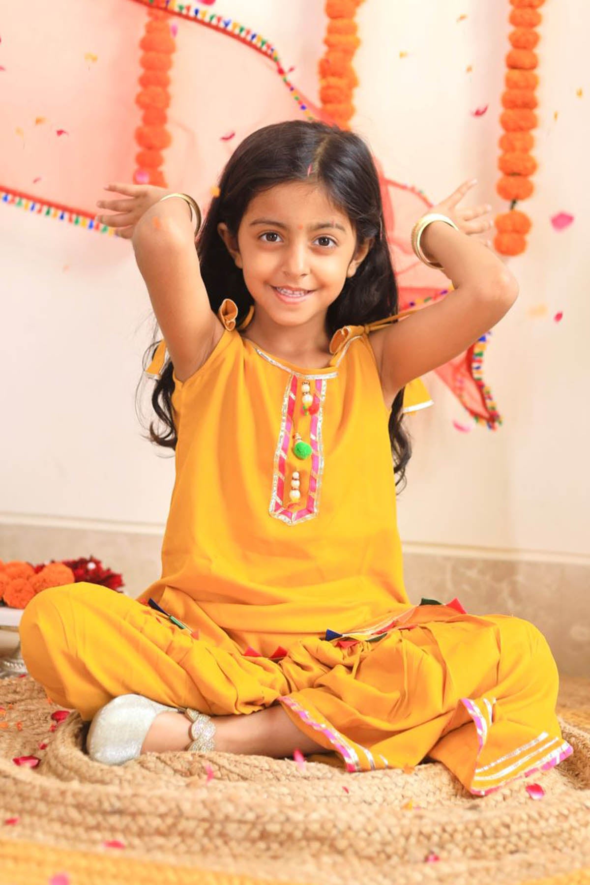 Yellow Embellished Kurta & Sharara Set