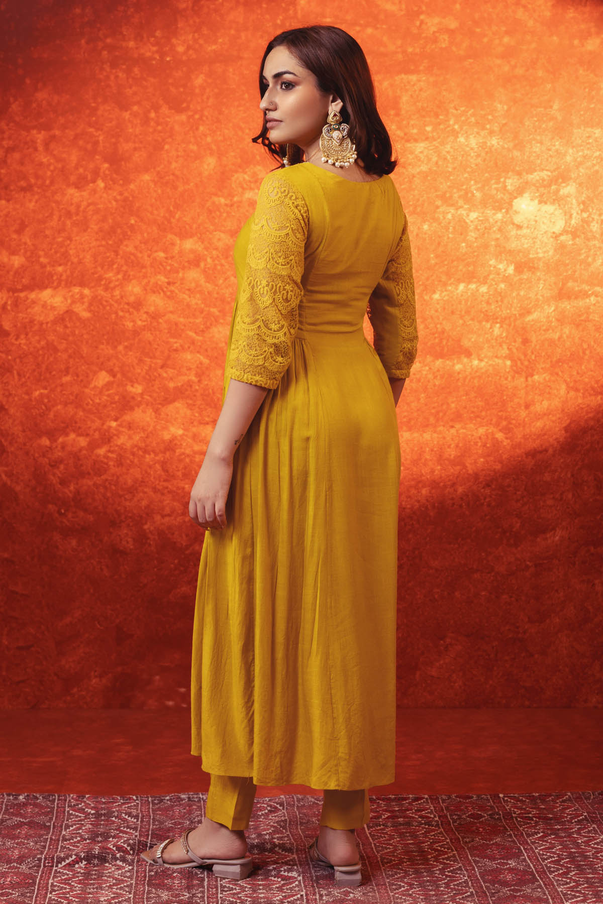 Yellow Embroidered Anarkali Set