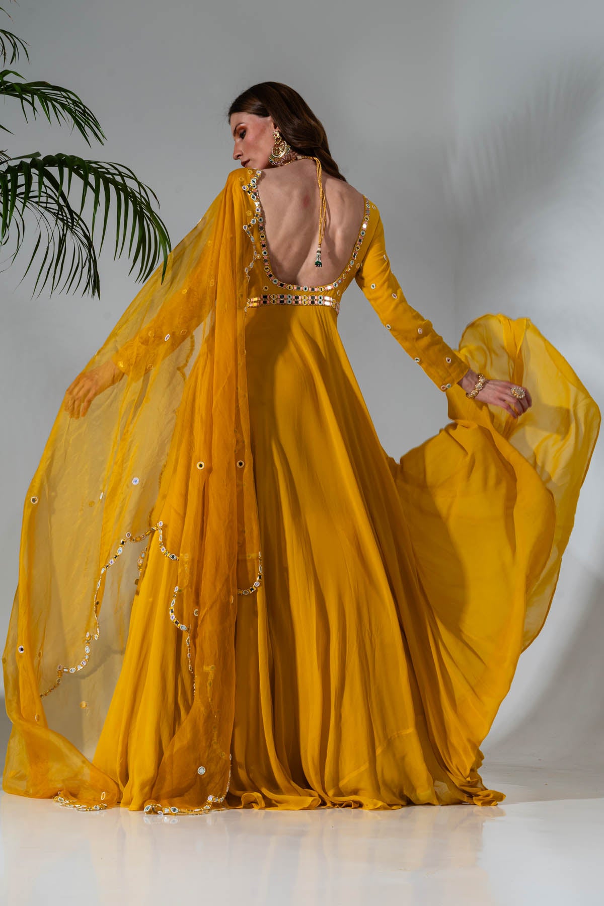 Yellow Georgette Anarkali Set