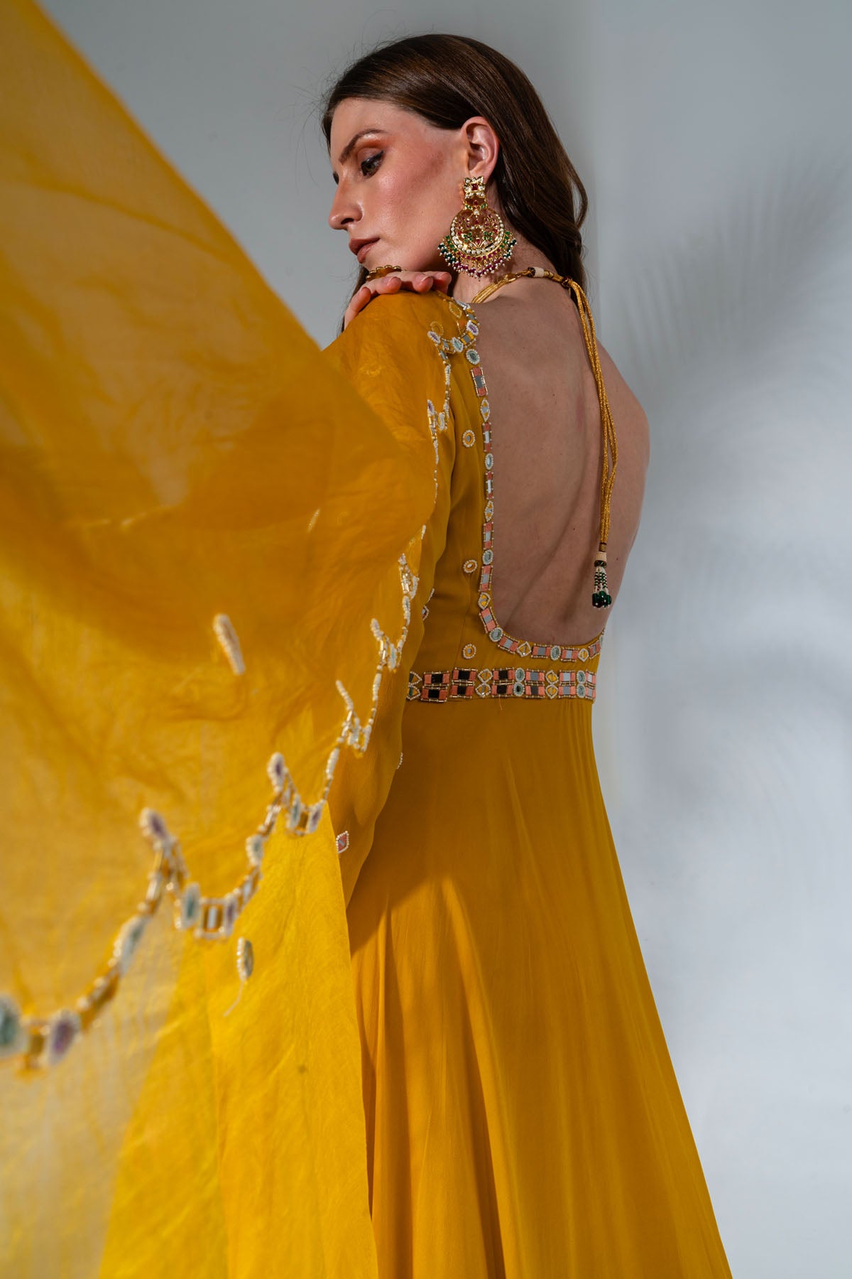 Yellow Georgette Anarkali Set