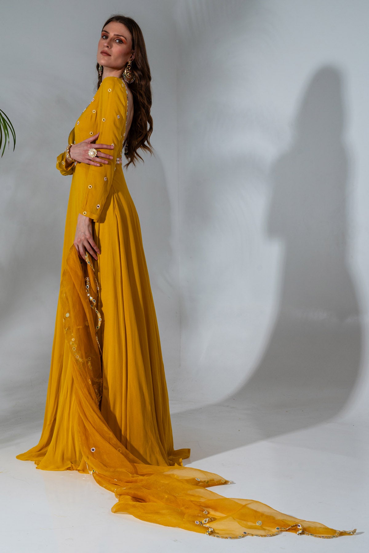 Yellow Georgette Anarkali Set