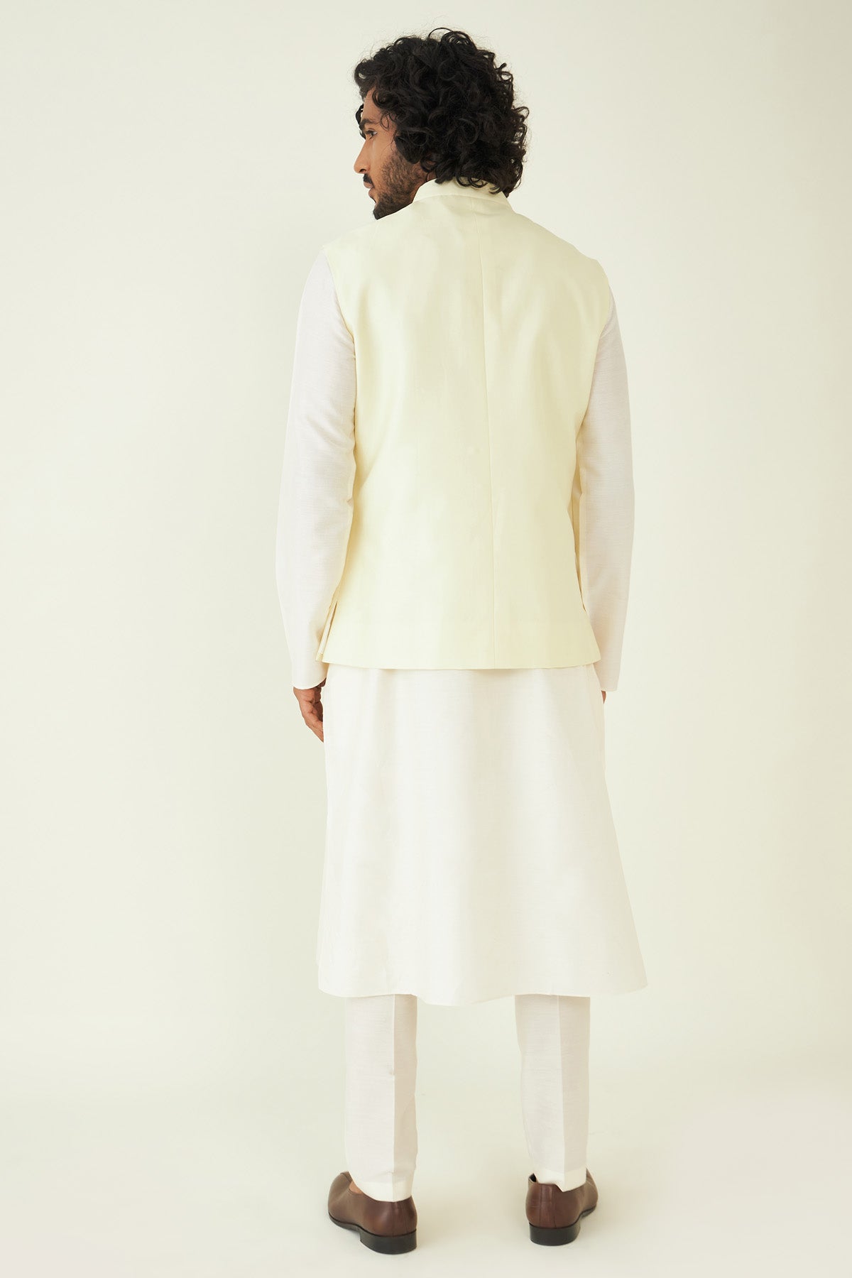 Yellow Embroidered Bundi Set