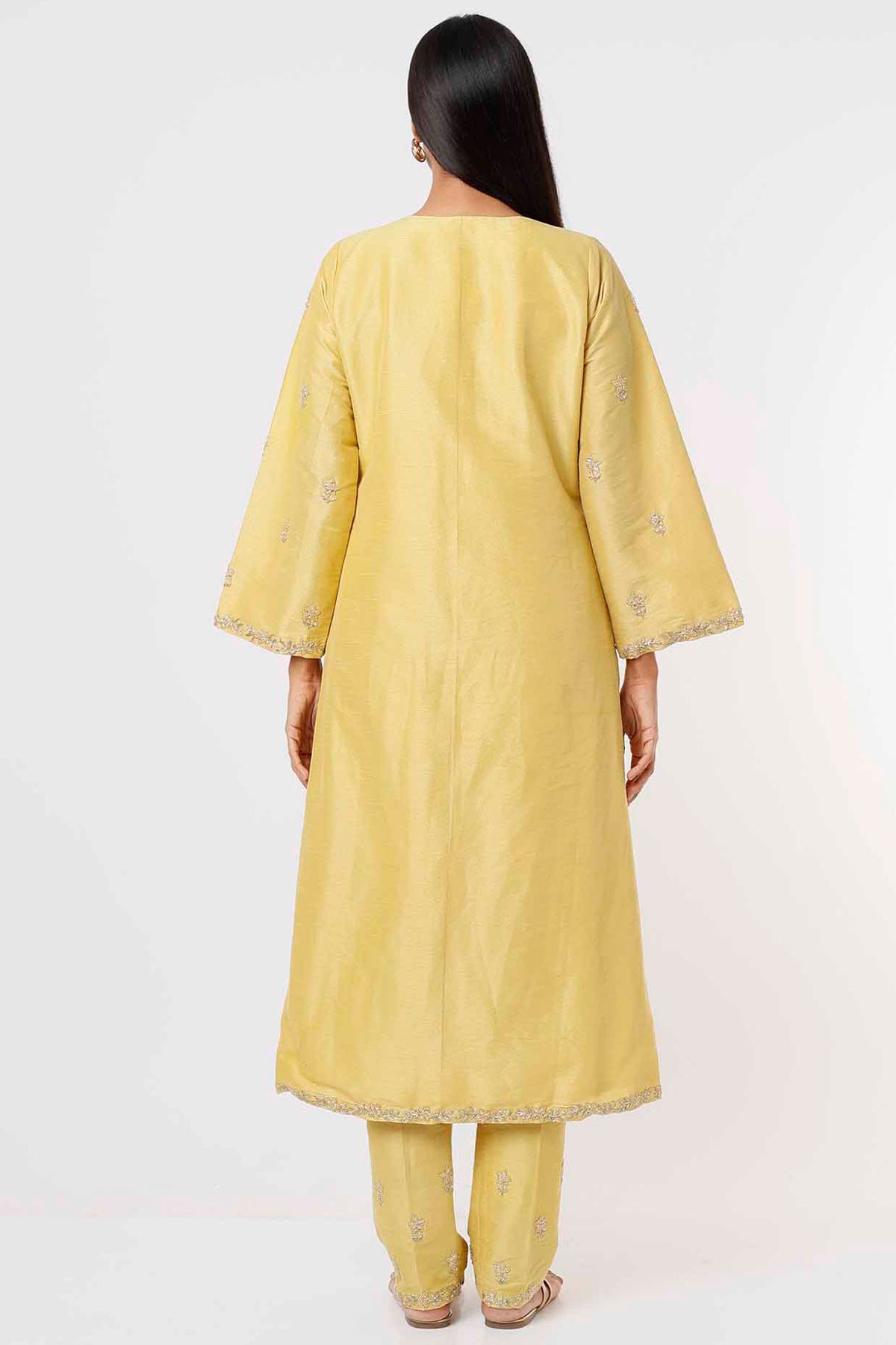 Yellow Embroidered Kurta & Pants