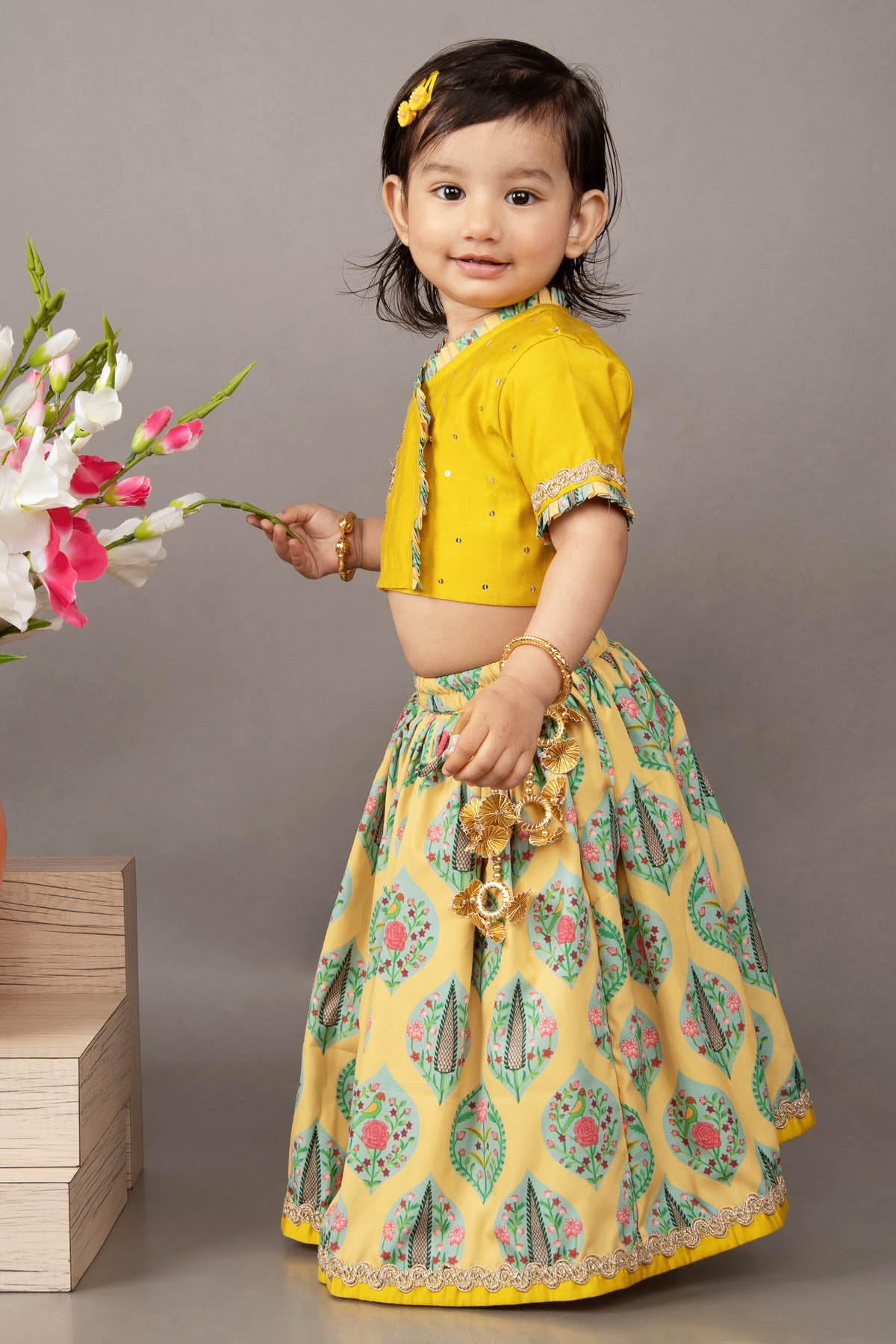 Mustard Yellow Embroidered Lehenga Set