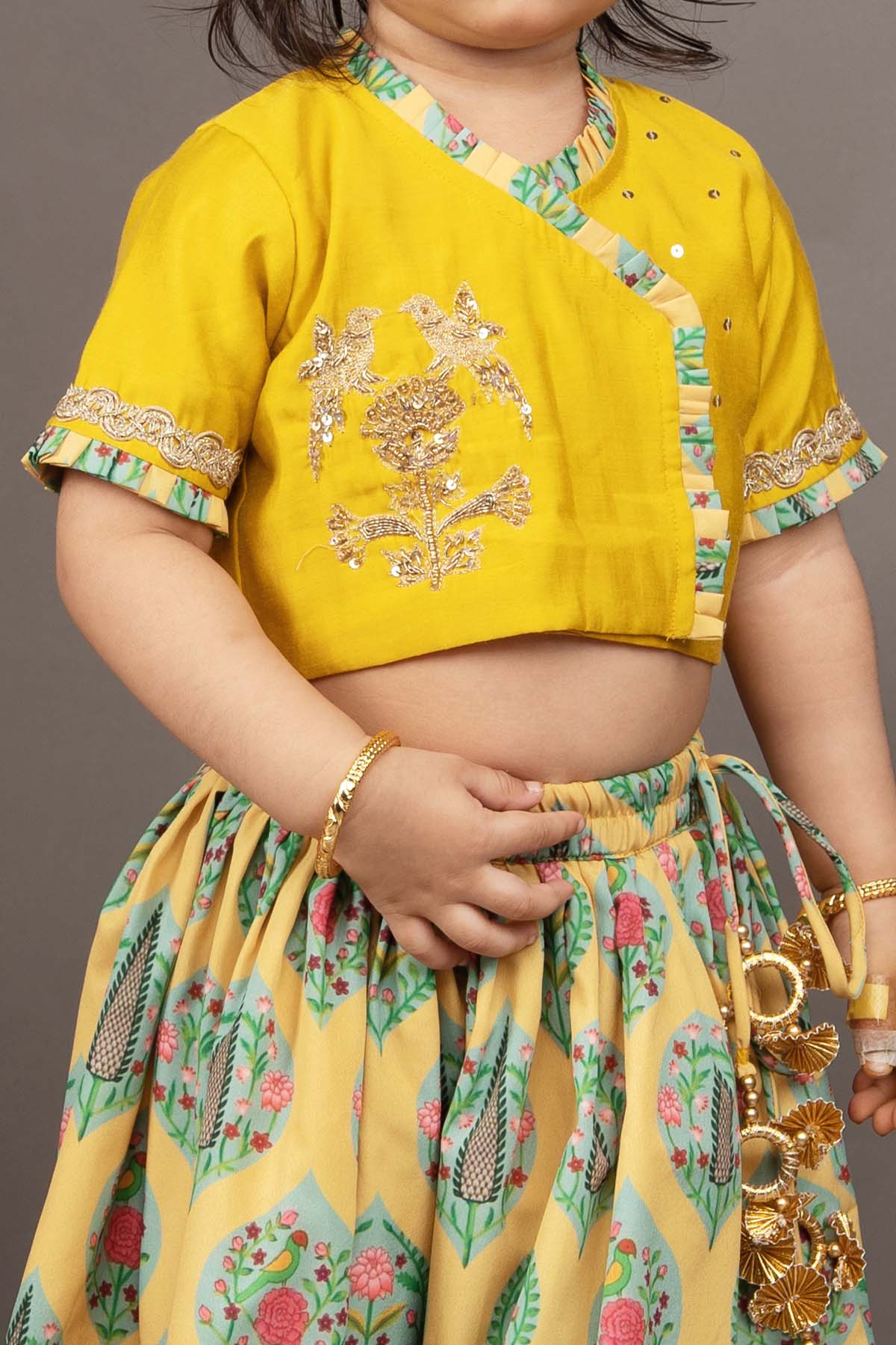 Mustard Yellow Embroidered Lehenga Set