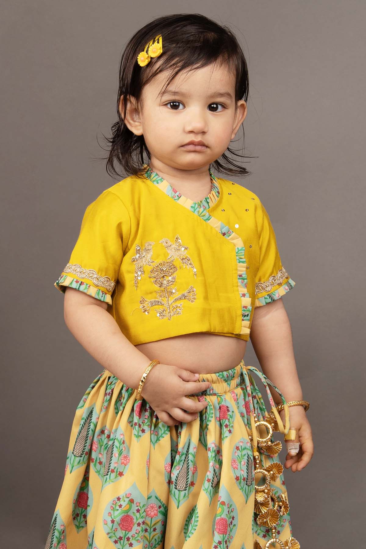 Mustard Yellow Embroidered Lehenga Set