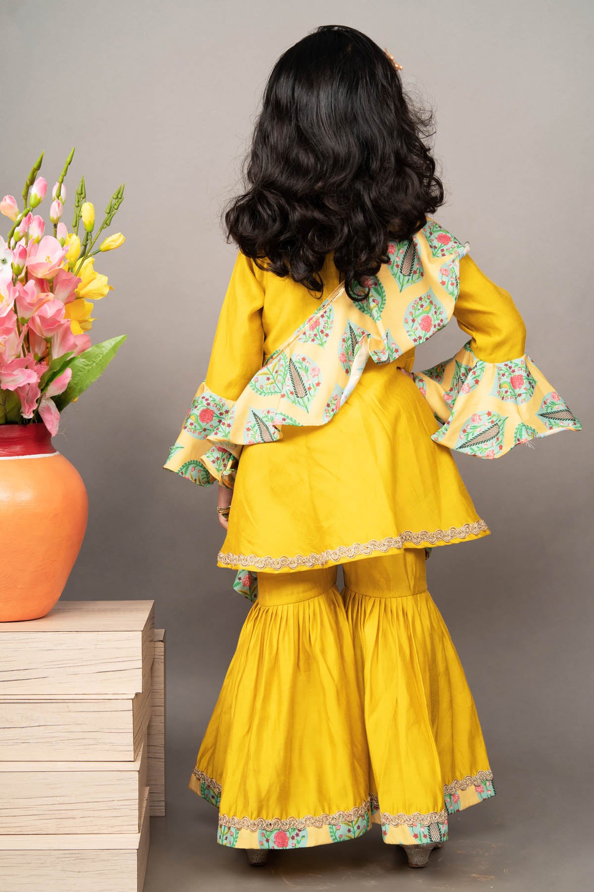 Yellow Flared Kurta Sharara Set