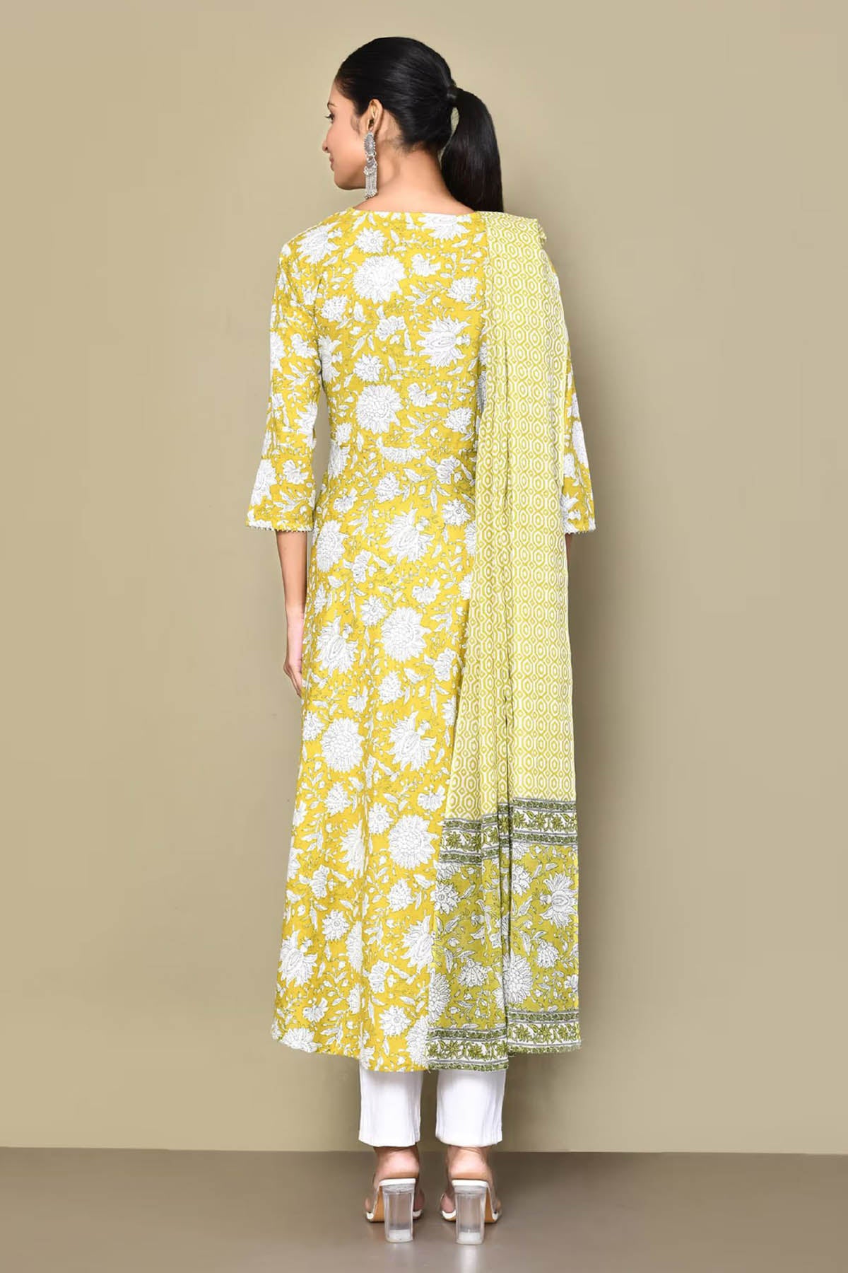 Yellow Floral Kurta & Dupatta