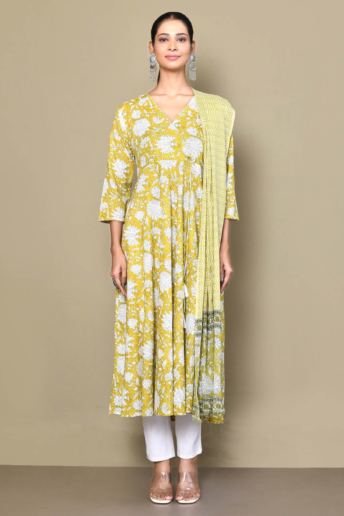 Yellow Floral Kurta & Dupatta