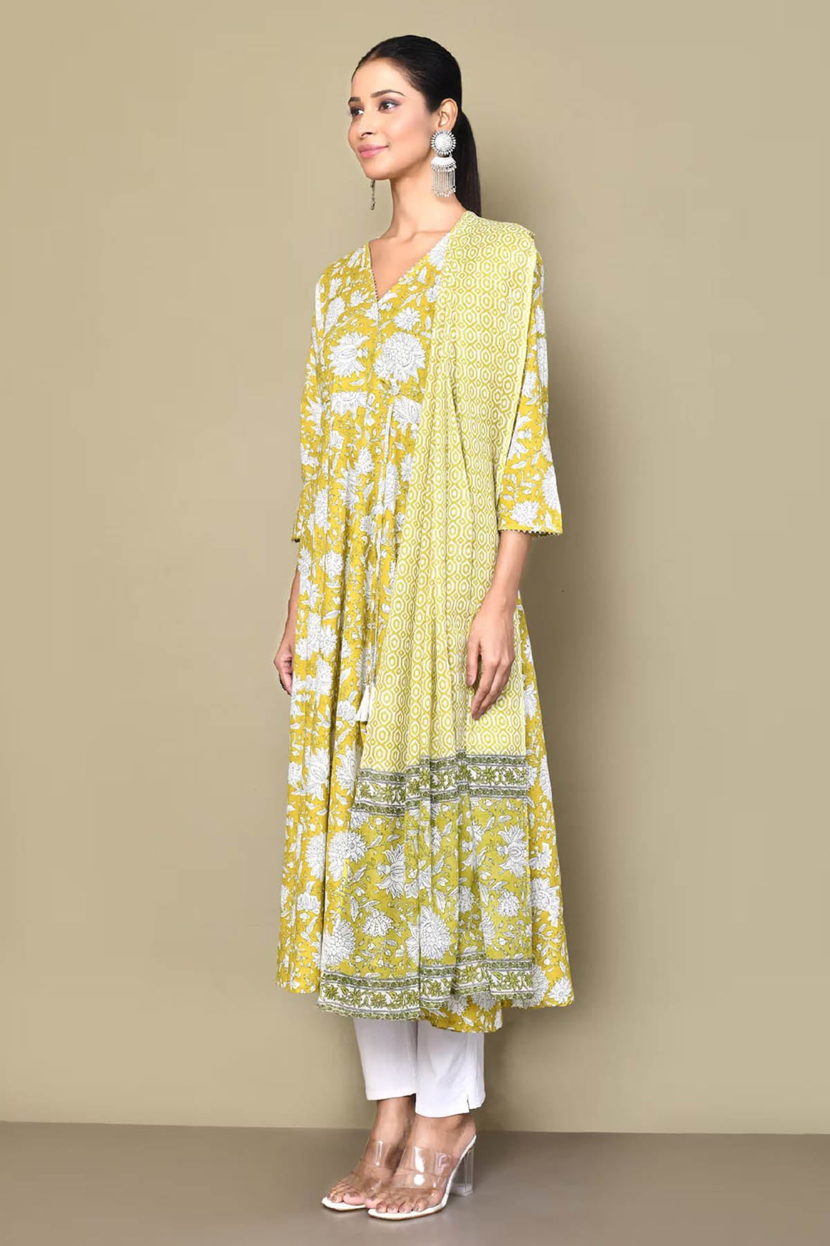 Yellow Floral Kurta & Dupatta