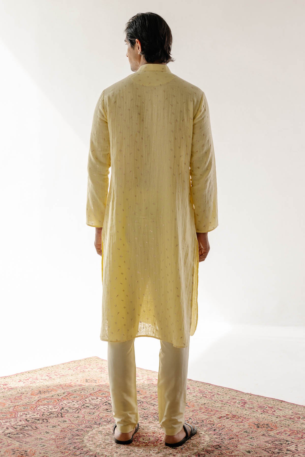 Yellow Foil Print Kurta Set