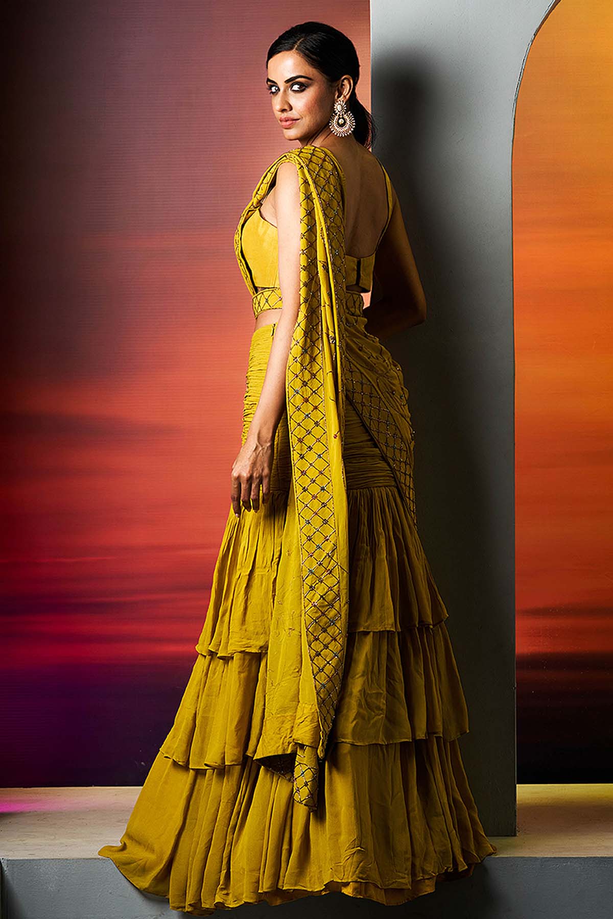 Yellow Frilled Haldi Lehenga Set