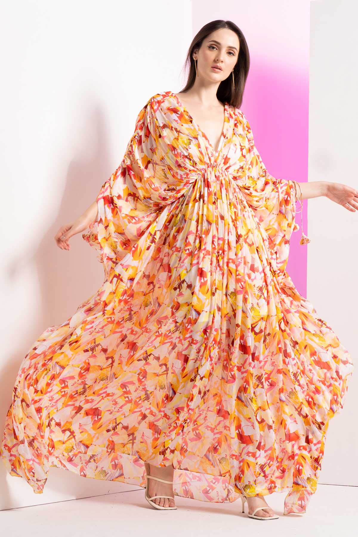 Yellow Geometric Pattern Kaftan