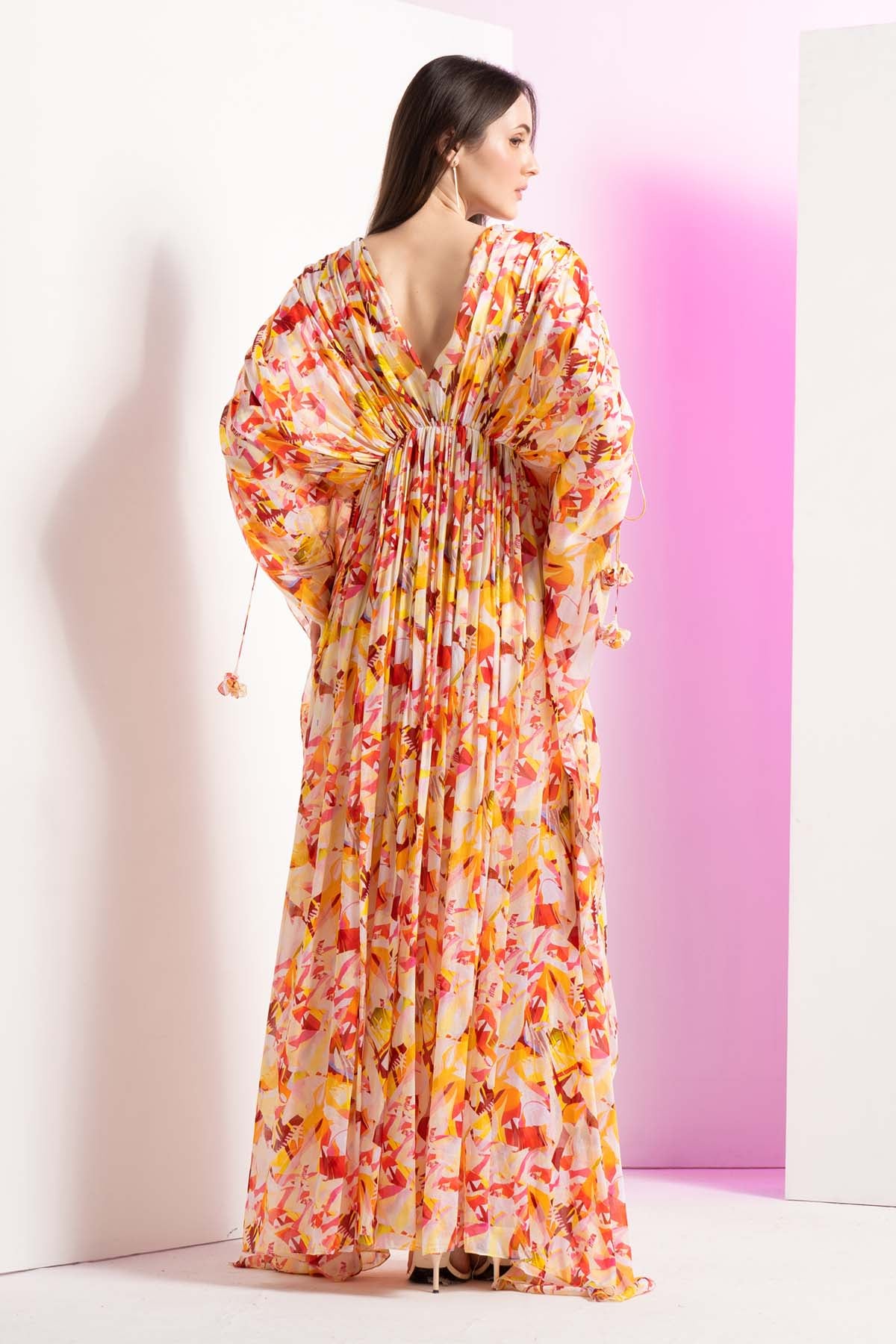 Yellow Geometric Pattern Kaftan