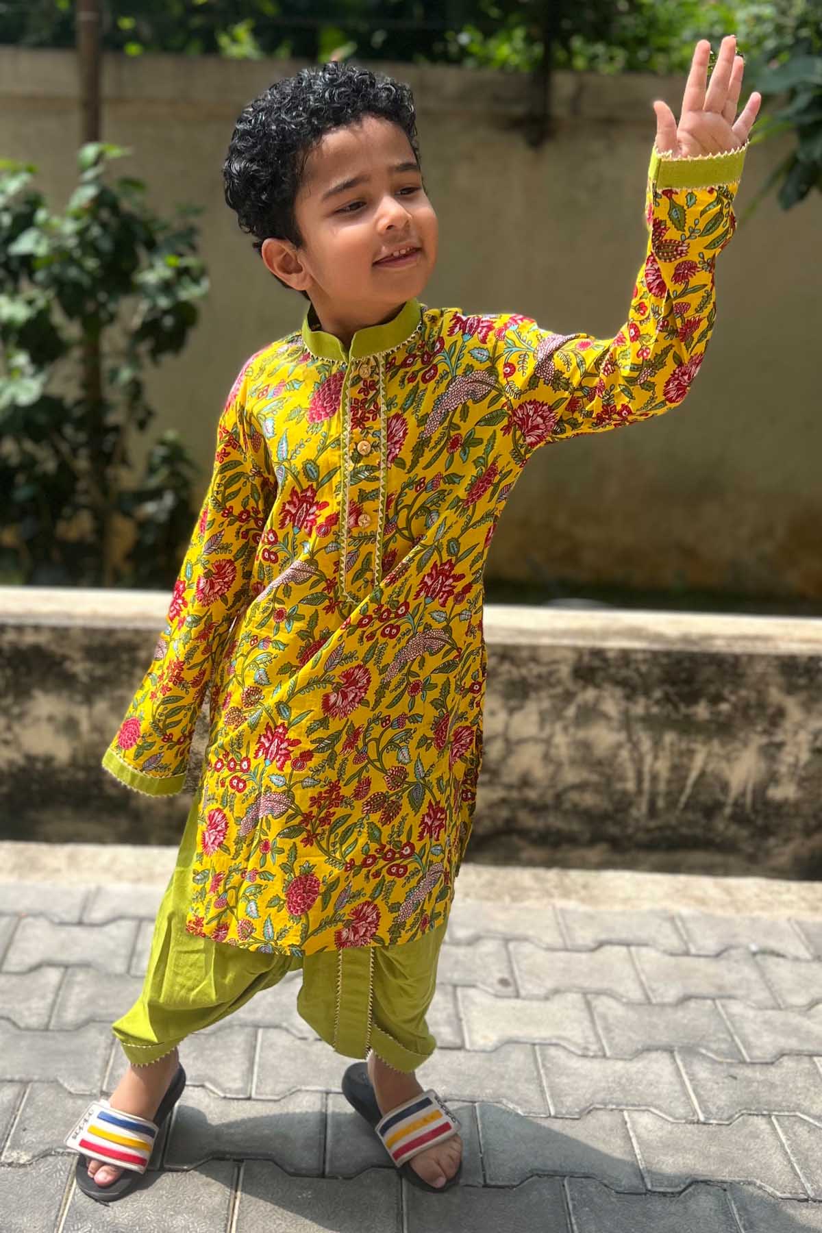 Yellow Gota Patti Kurta Dhoti Set