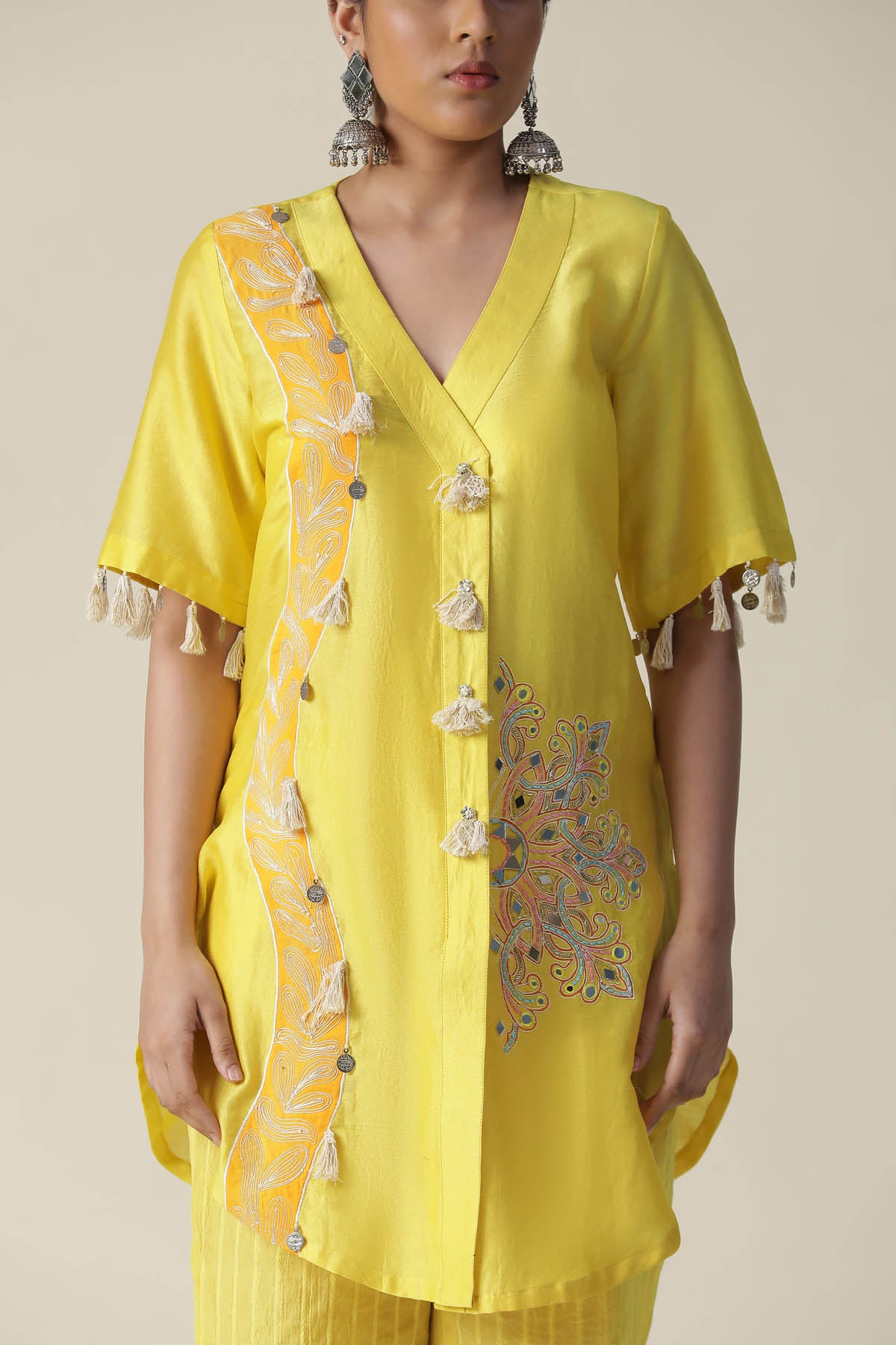 Chanderi Silk Sequins Kurta Set