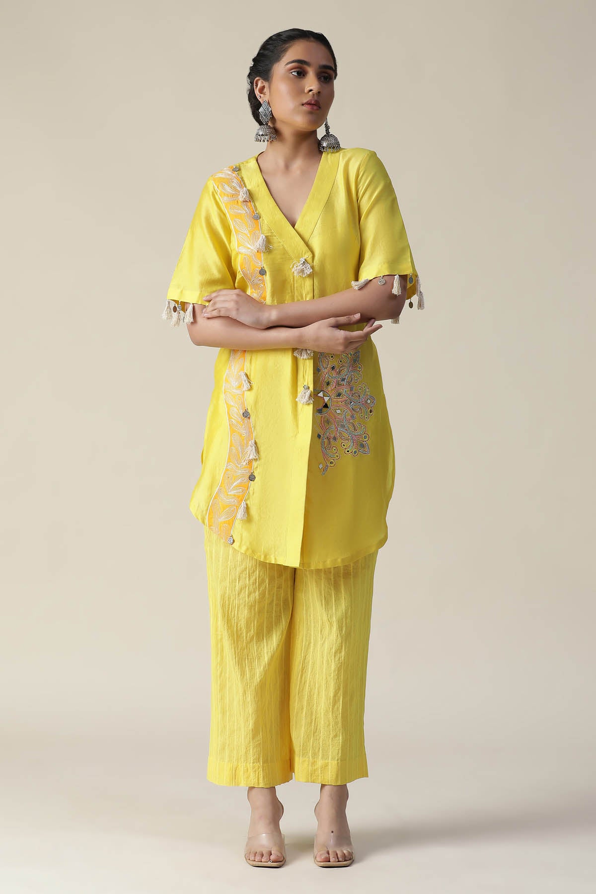 Chanderi Silk Sequins Kurta Set