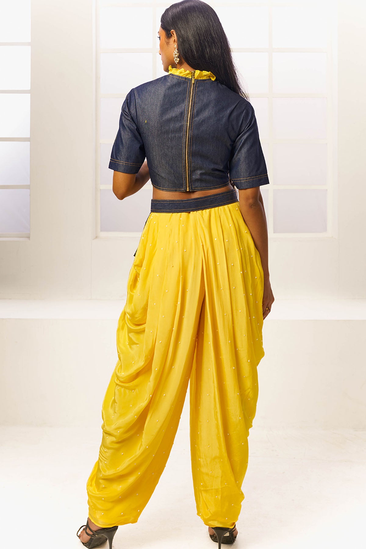 Yellow Indo-Western Dhoti Set