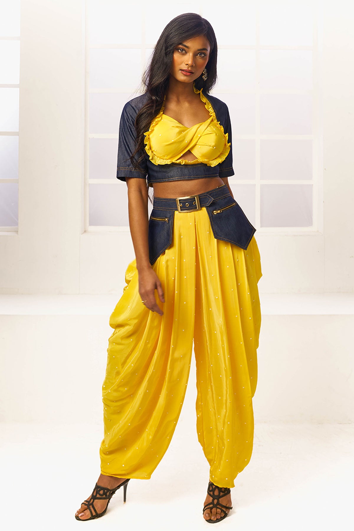 Yellow Indo-Western Dhoti Set