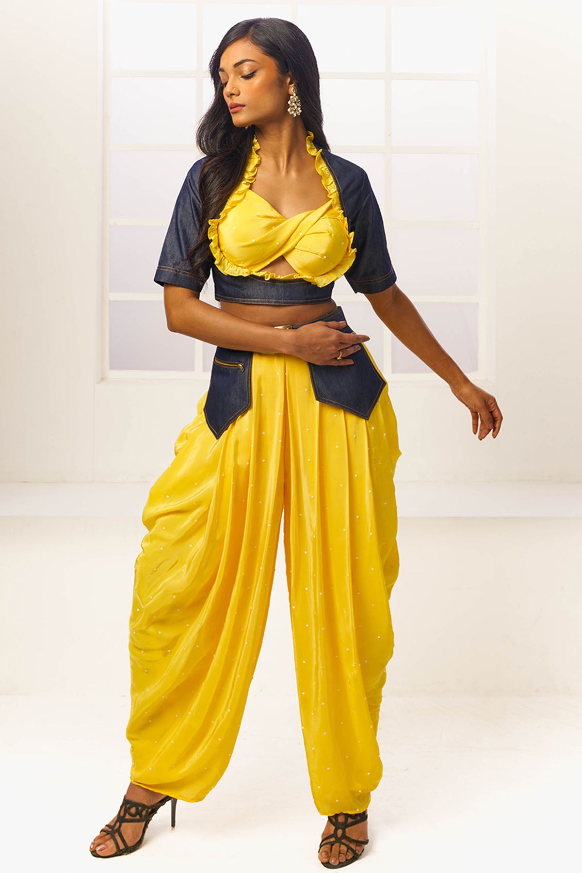 Yellow Indo-Western Dhoti Set