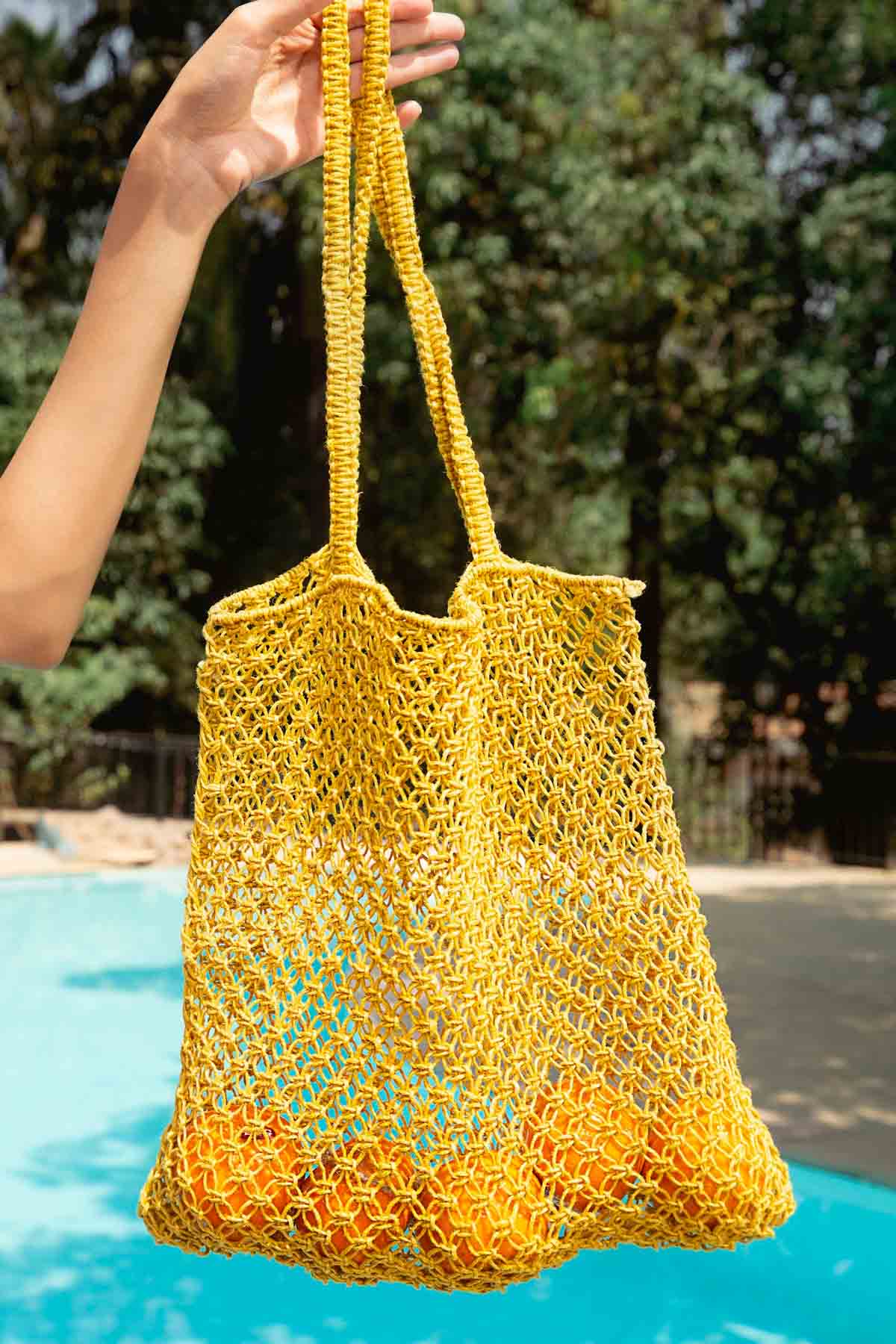 Yellow Jute Chords Tote Bag