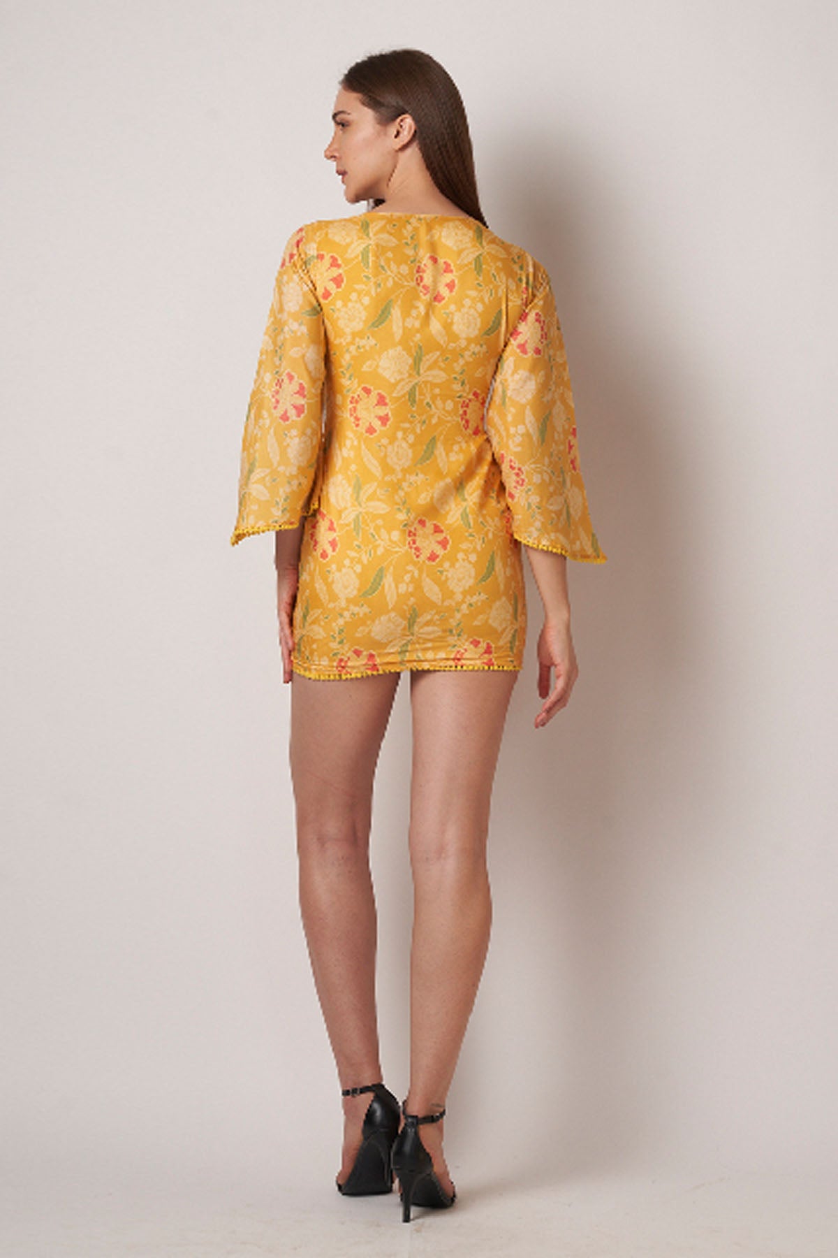 Yellow Lace Embellished Dress