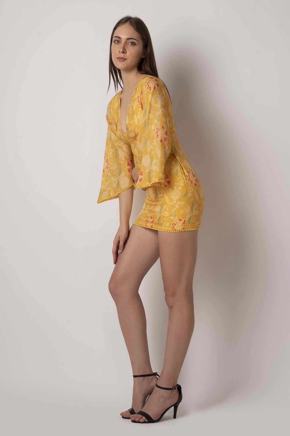 Yellow Lace Embellished Dress