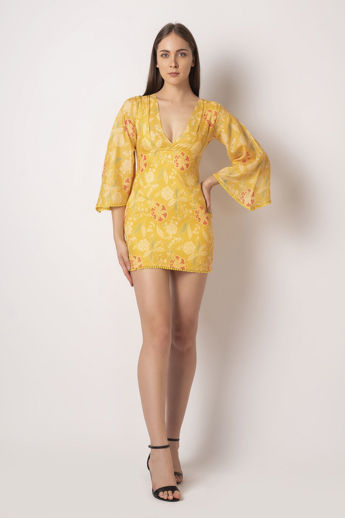 Yellow Lace Embellished Dress