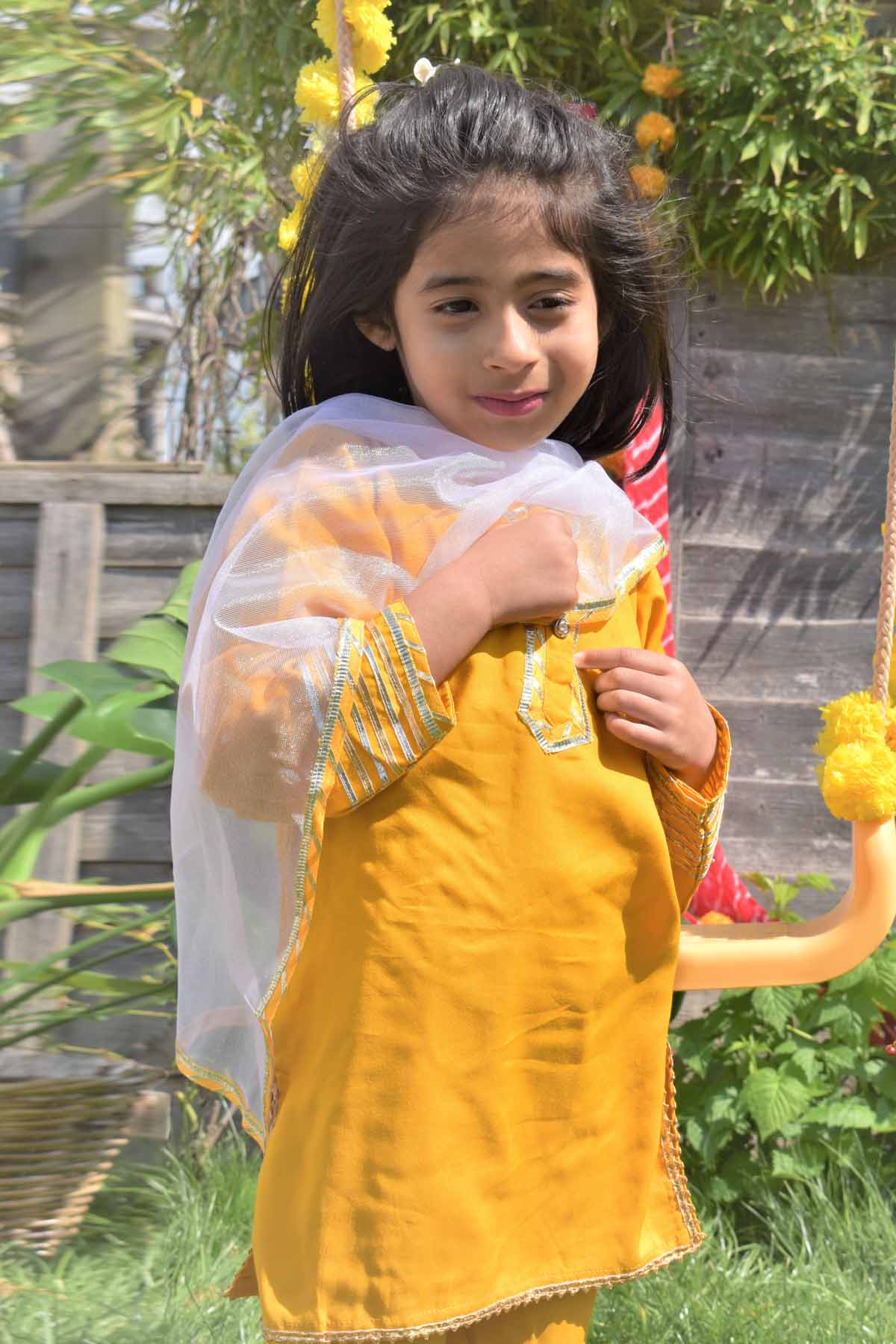 Yellow Lace Embellished Kurta Set