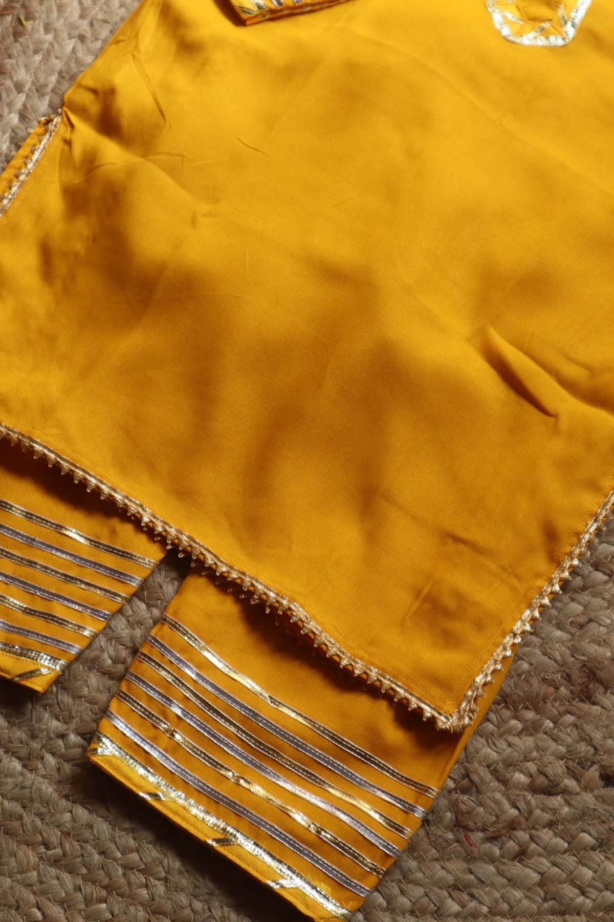 Yellow Lace Embellished Kurta Set