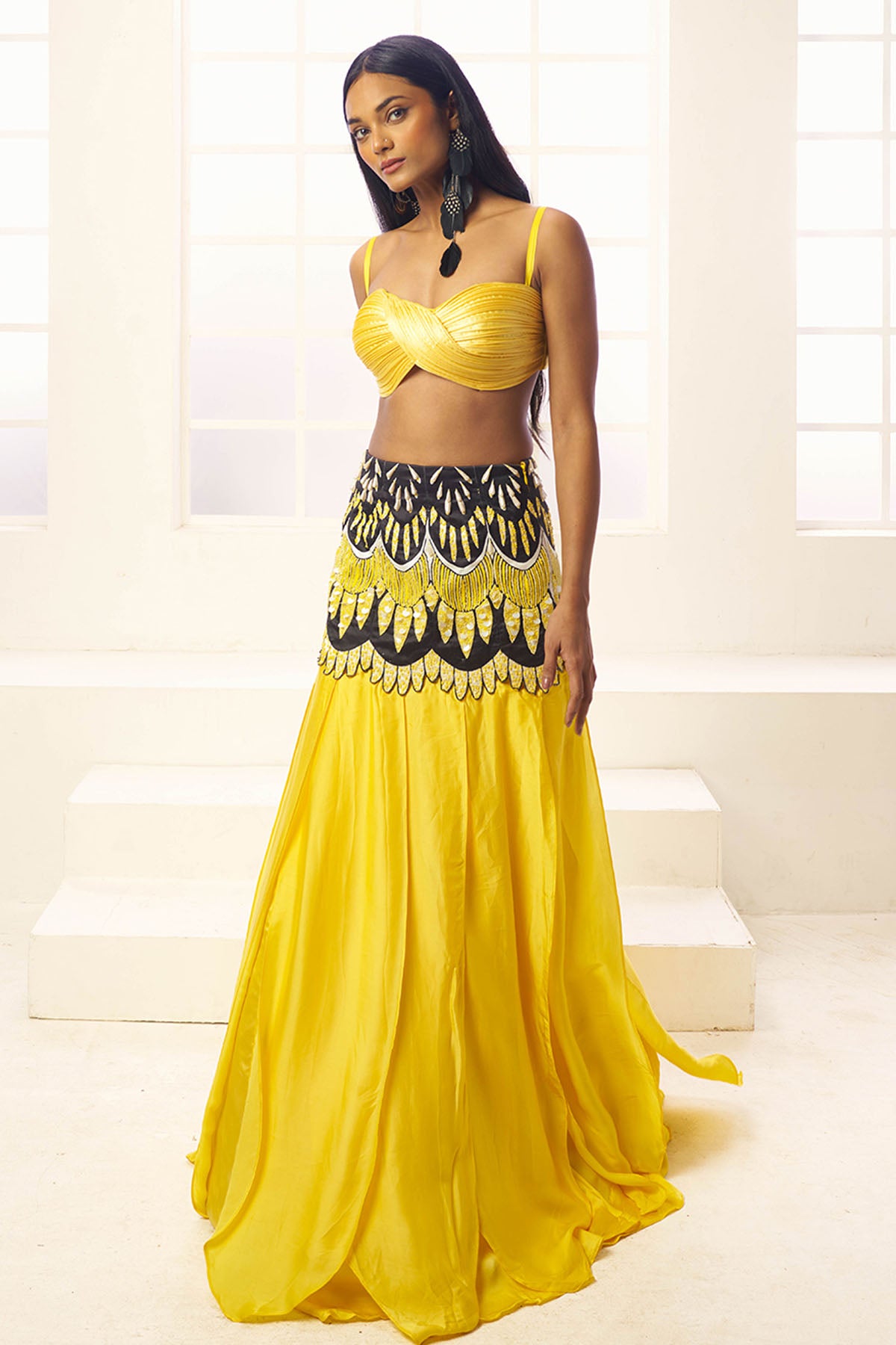 Yellow Lehenga & Crop Top Set