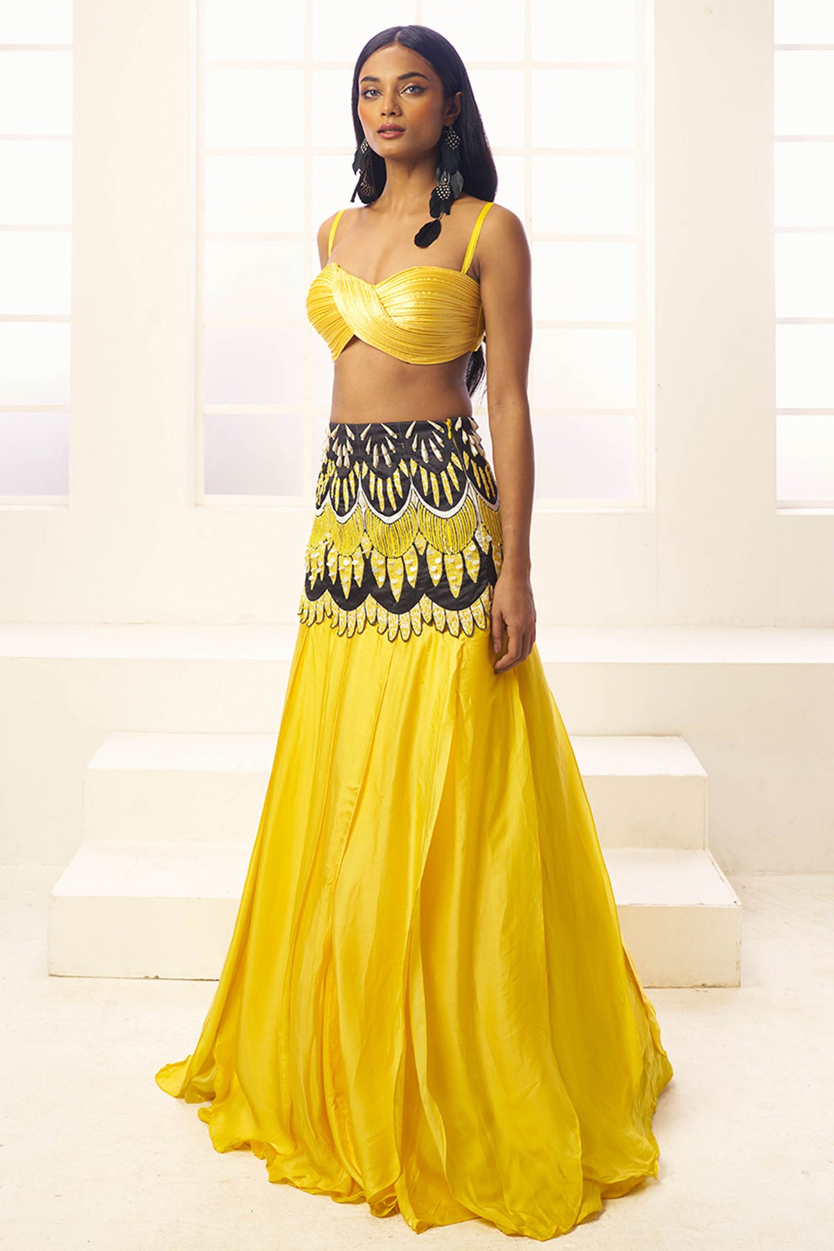 Yellow Lehenga & Crop Top Set