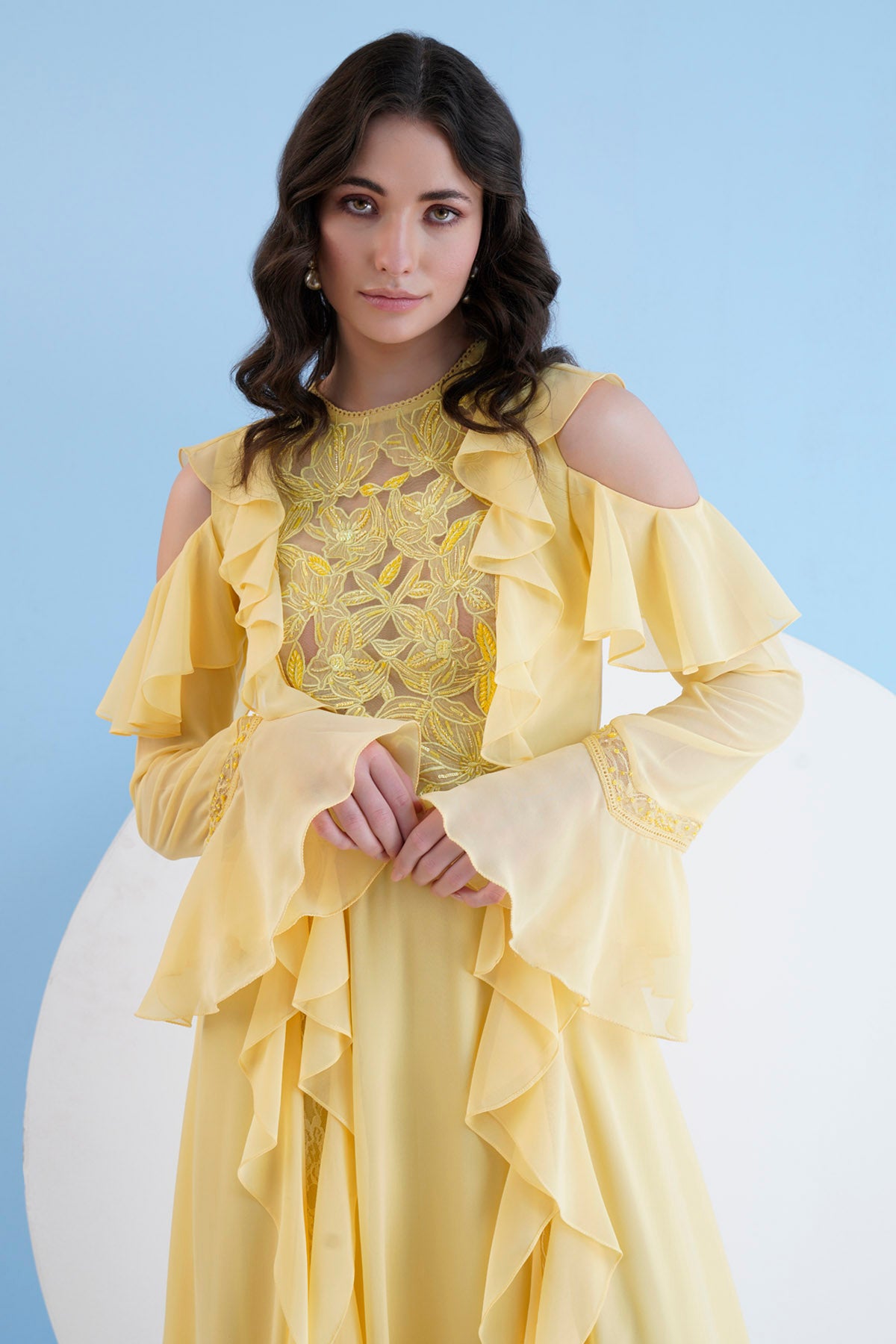 Yellow Long Georgette Dress