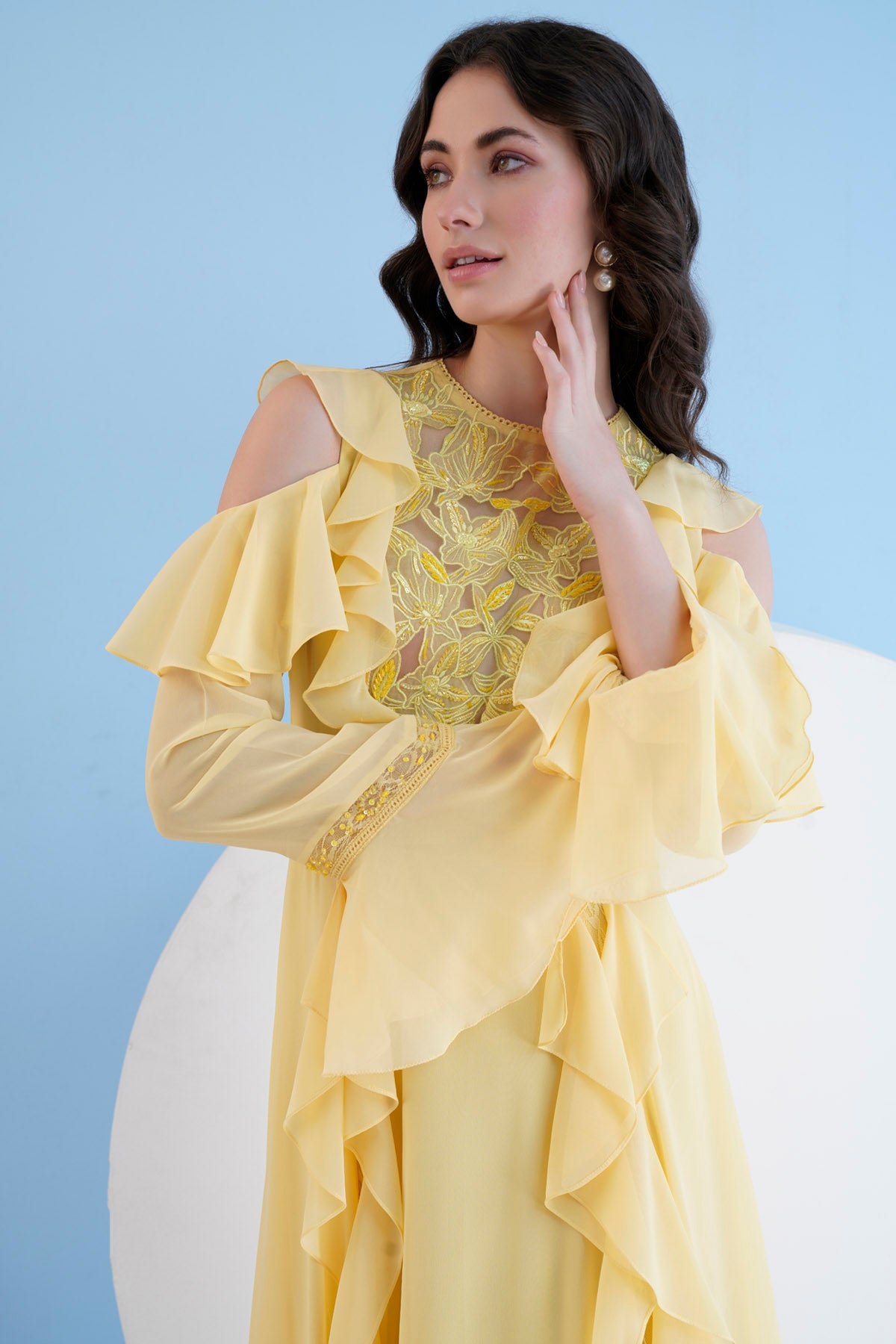 Yellow Long Georgette Dress