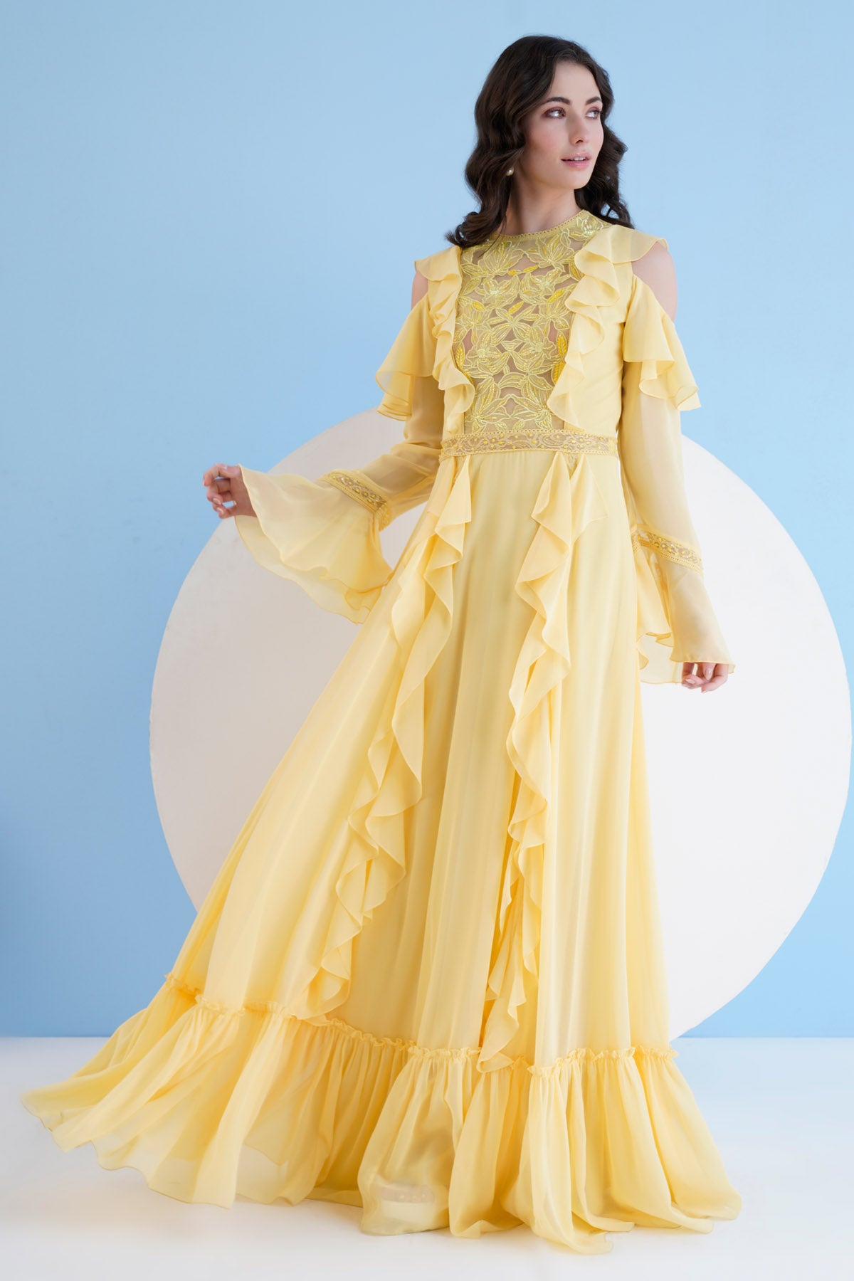 Yellow Long Georgette Dress