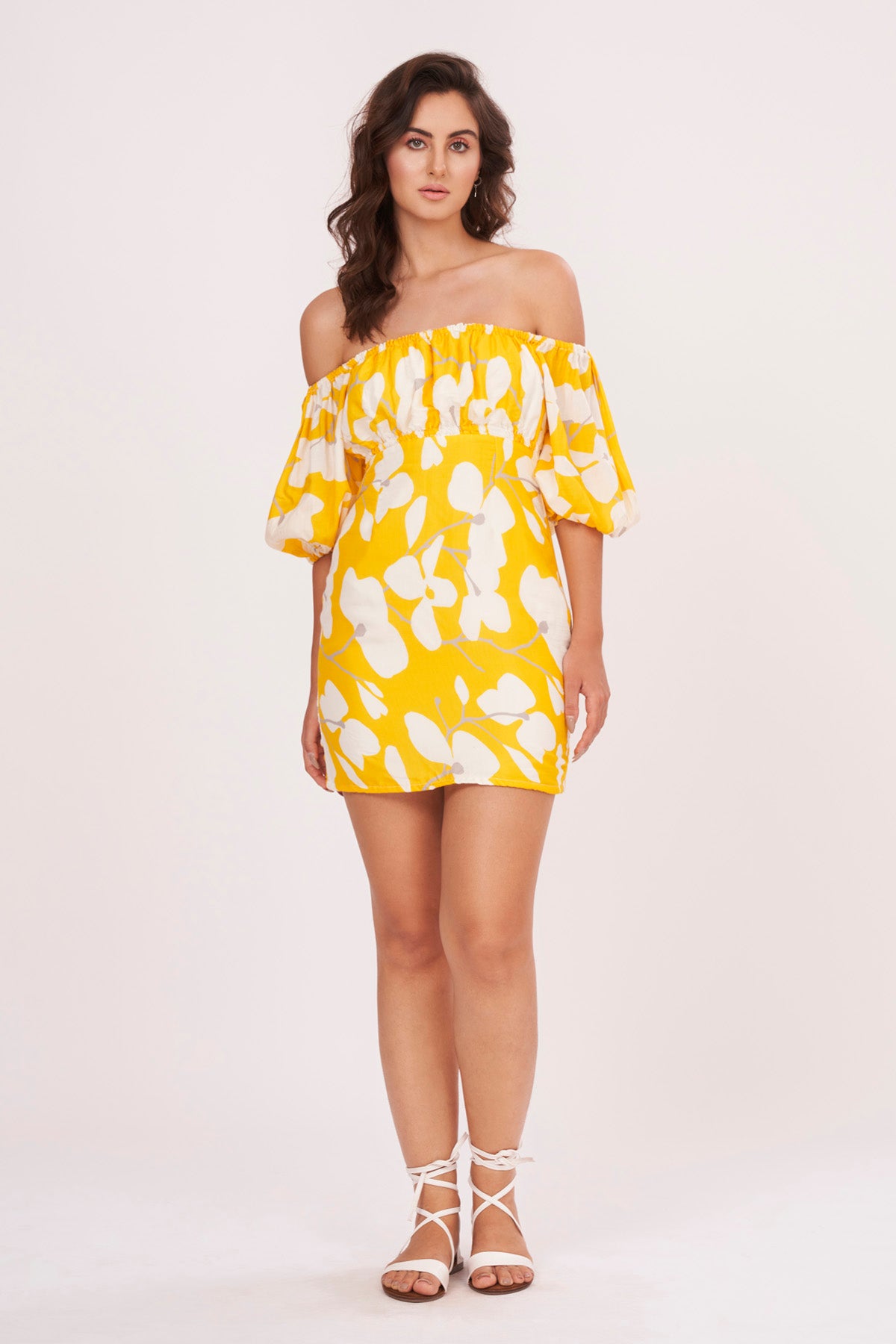 Yellow Muslin Floral Print Dress