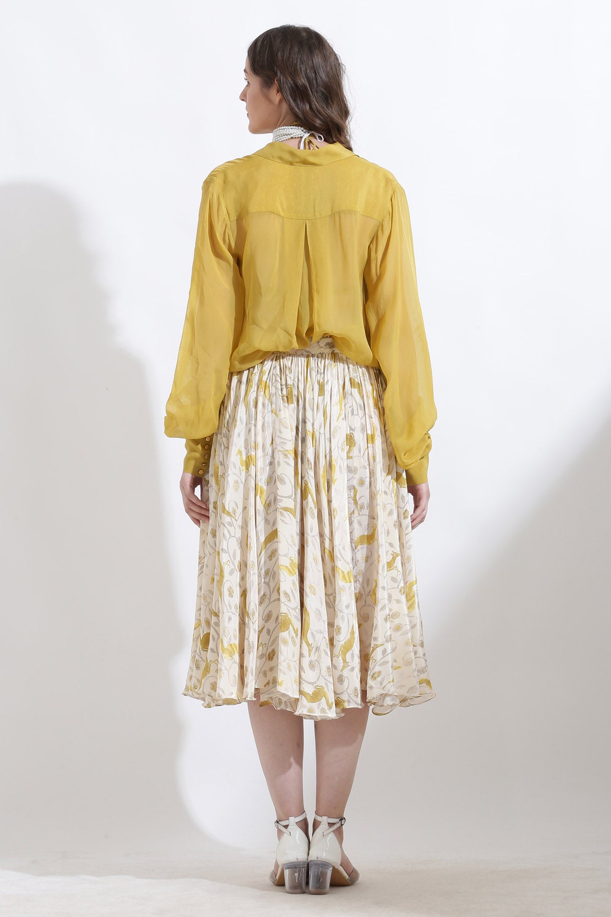 Yellow Organza Buttoned Shirt