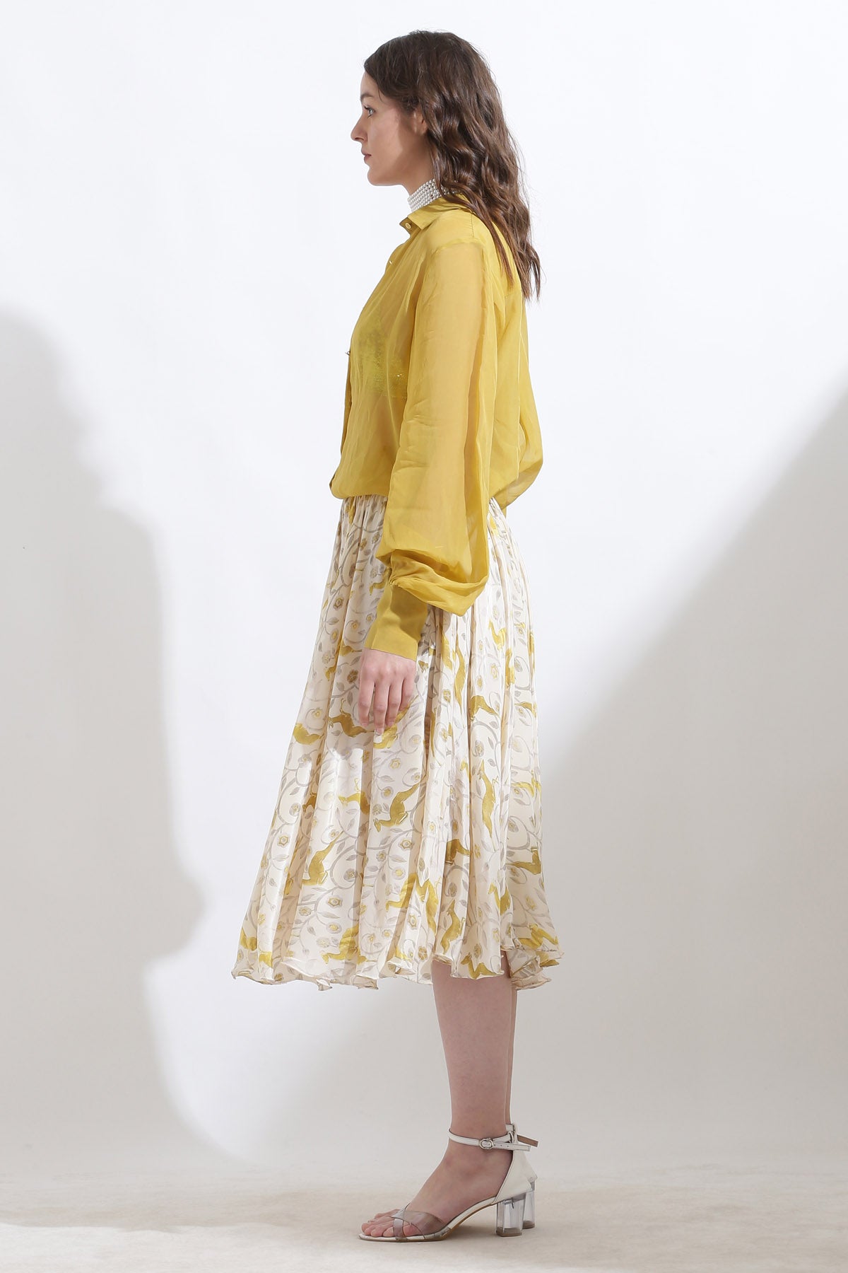 Yellow Organza Buttoned Shirt