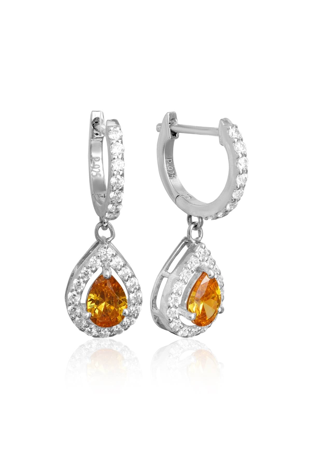 Yellow Pear Drop Earrings