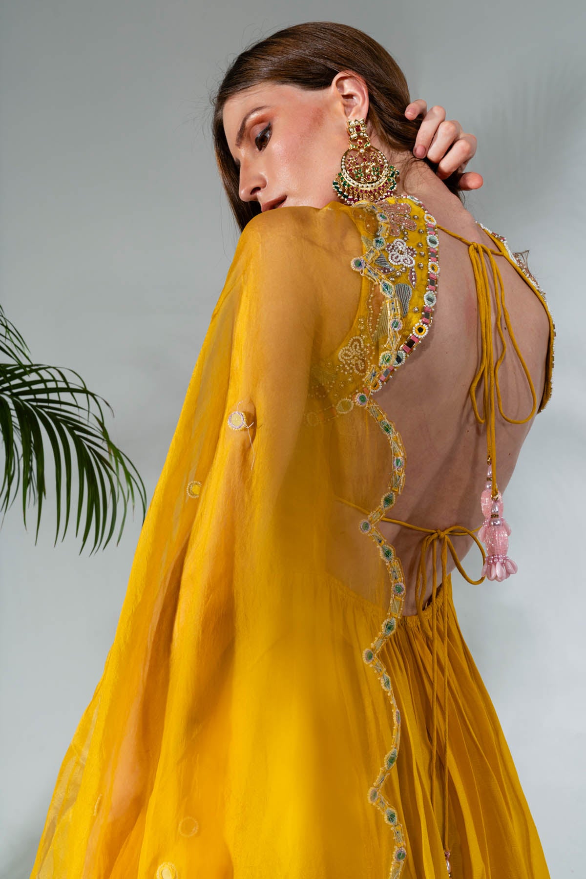 Yellow Peplum Kurta Sharara Set