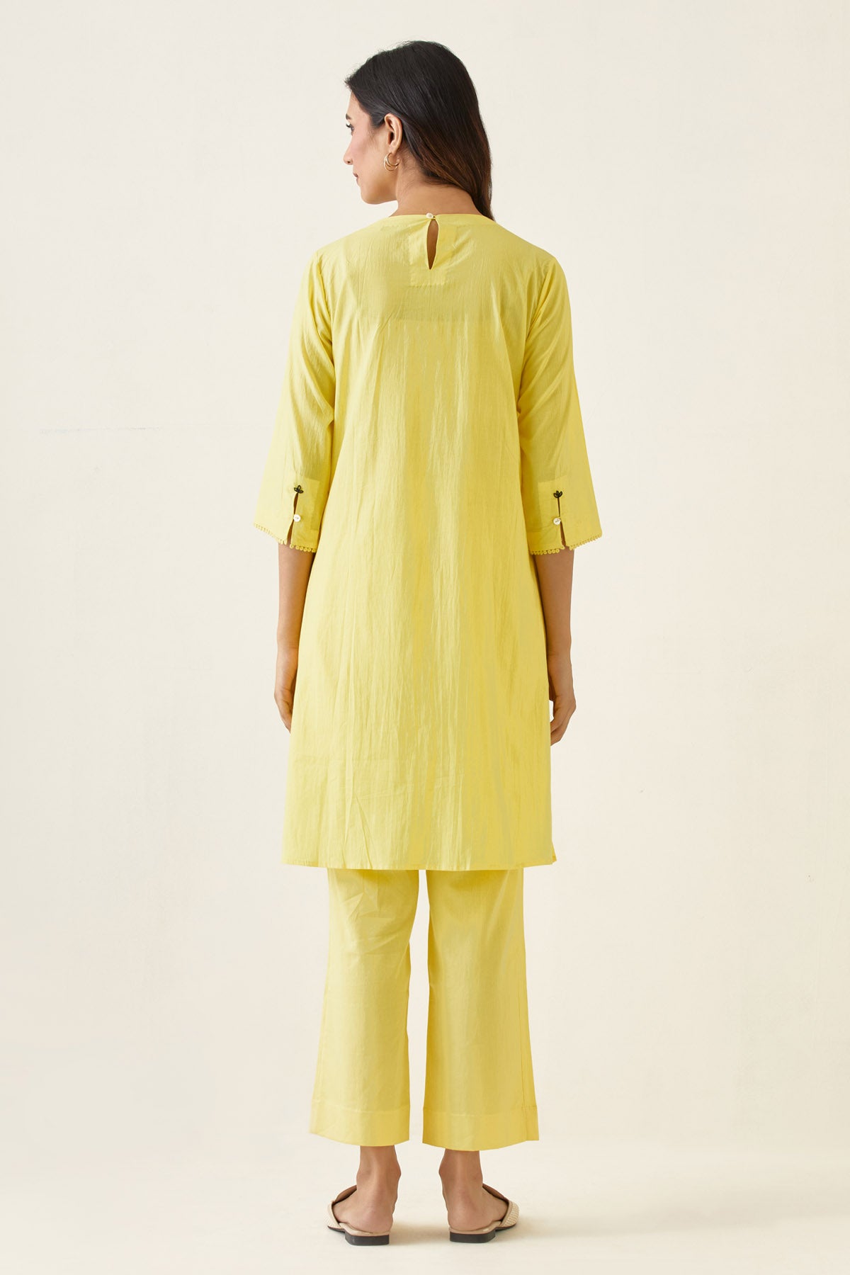 Yellow Pintuck Kurta & Pants