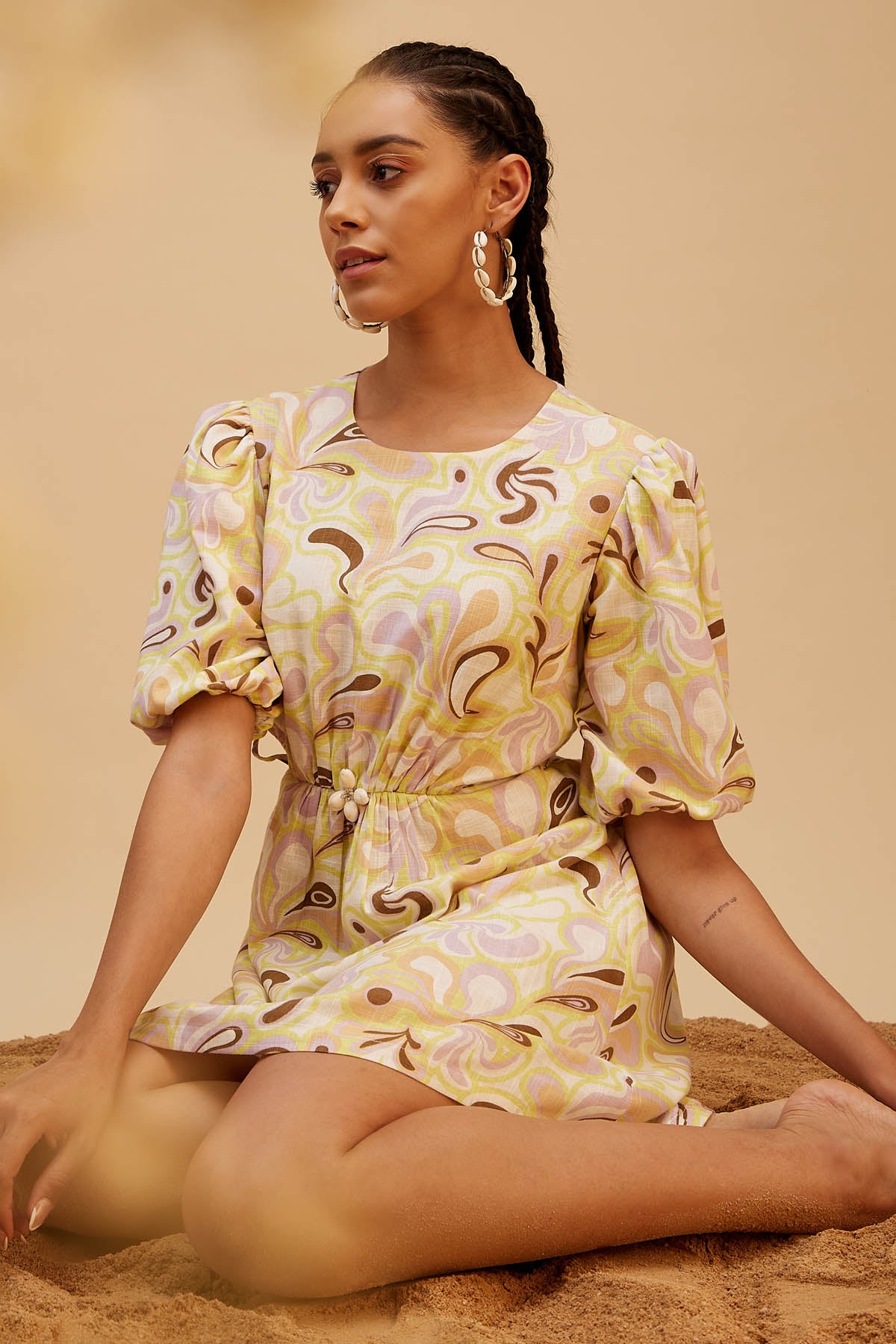 Yellow Printed Cotton Dress