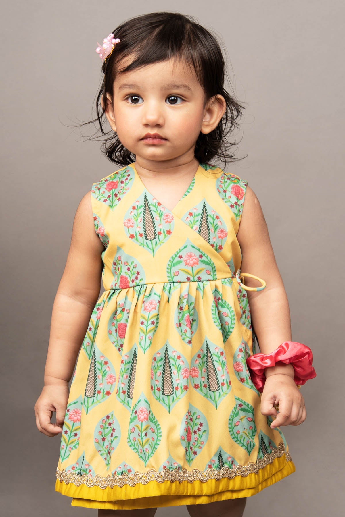 Yellow Printed Sleeveless Dress
