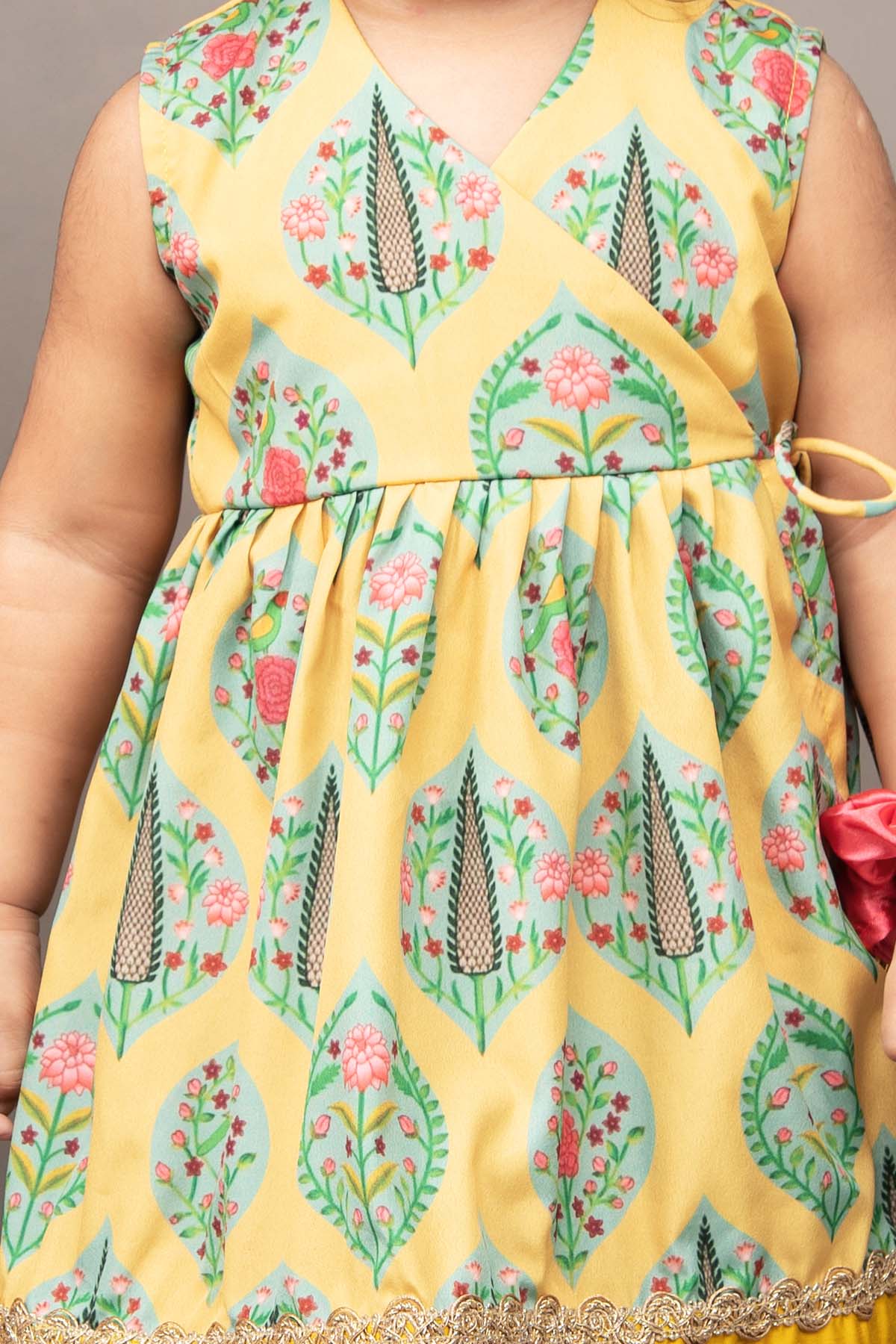 Yellow Printed Sleeveless Dress