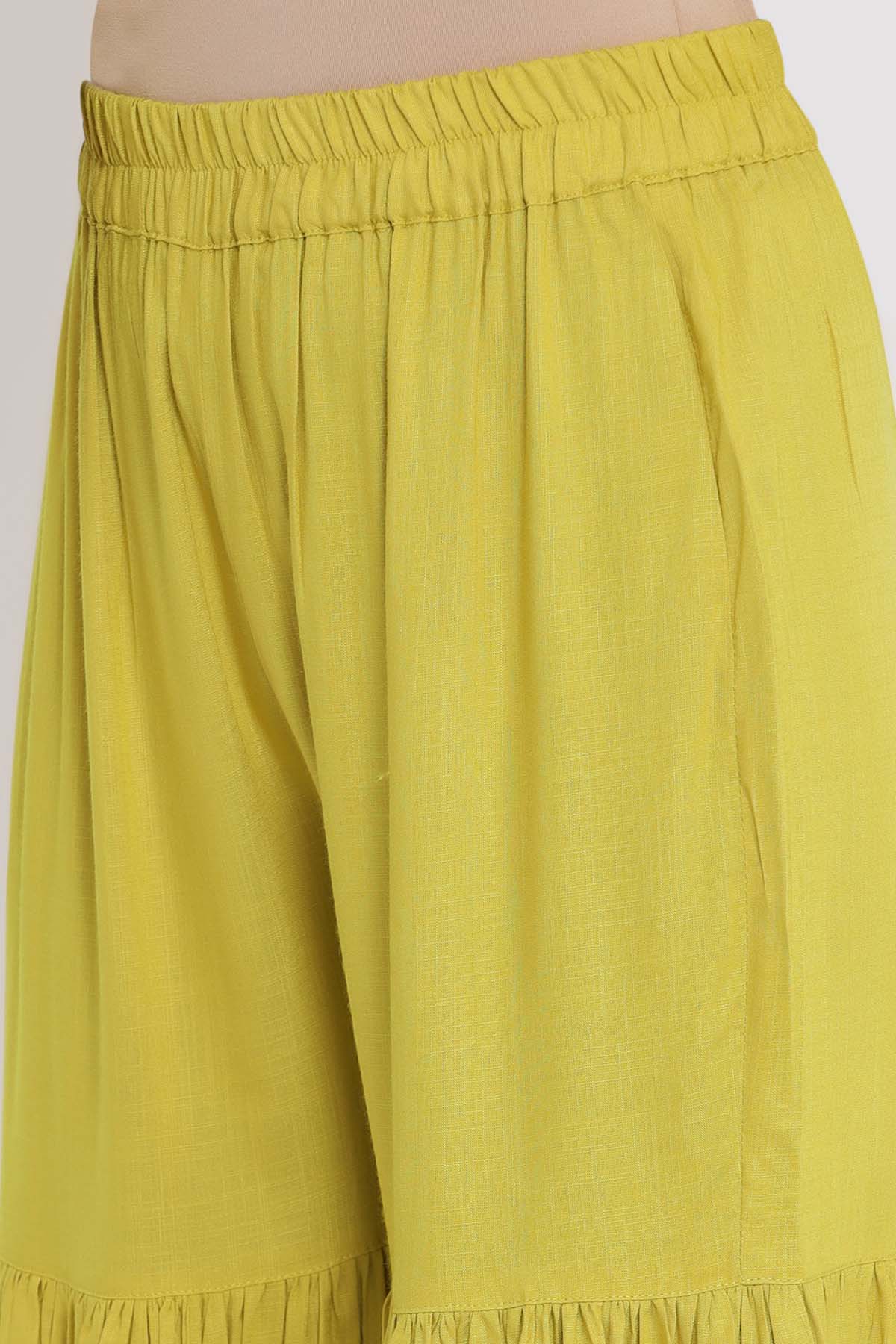 Yellow Rayon Kurta & Sharara Set