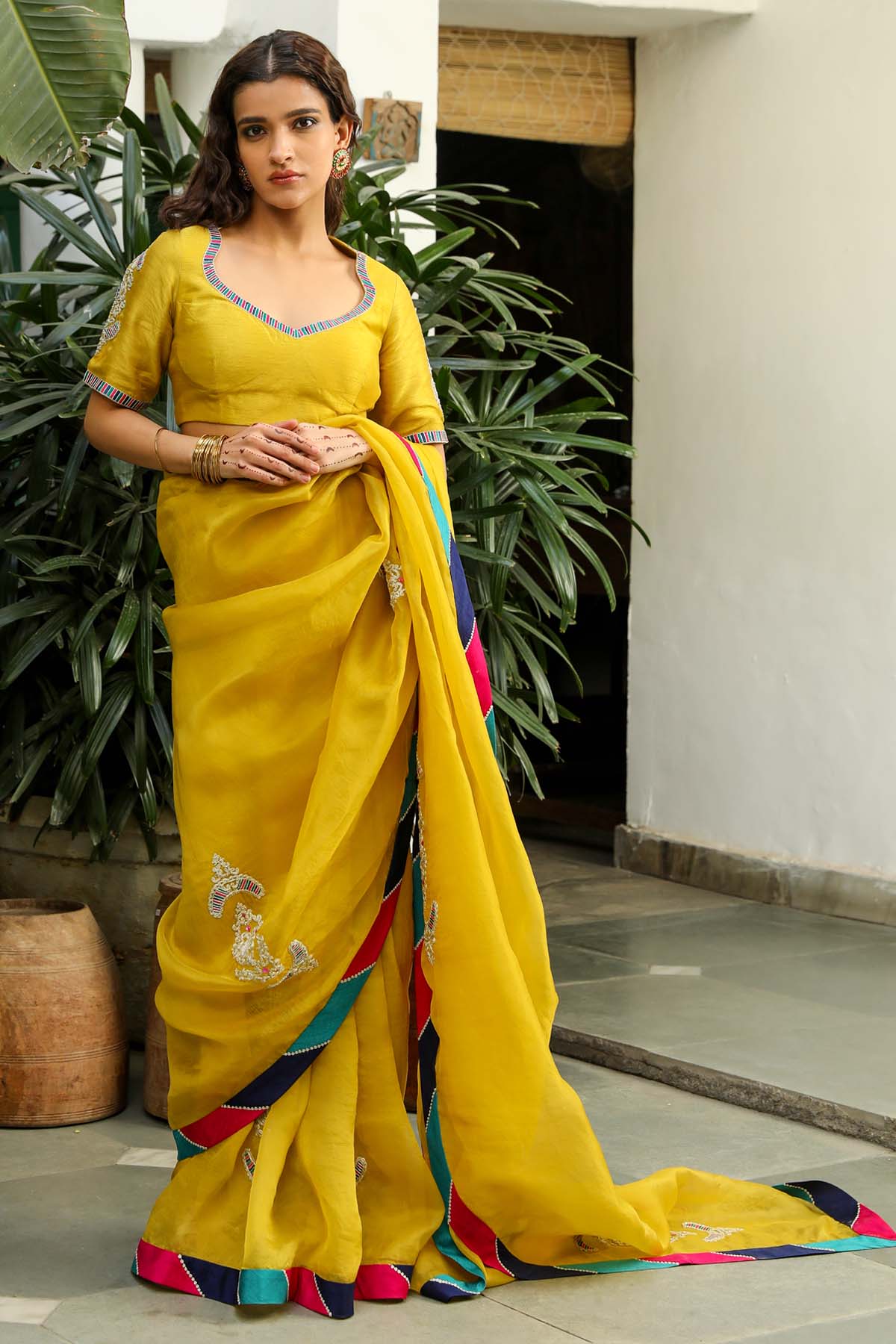 Yellow Resham & Zari Saree