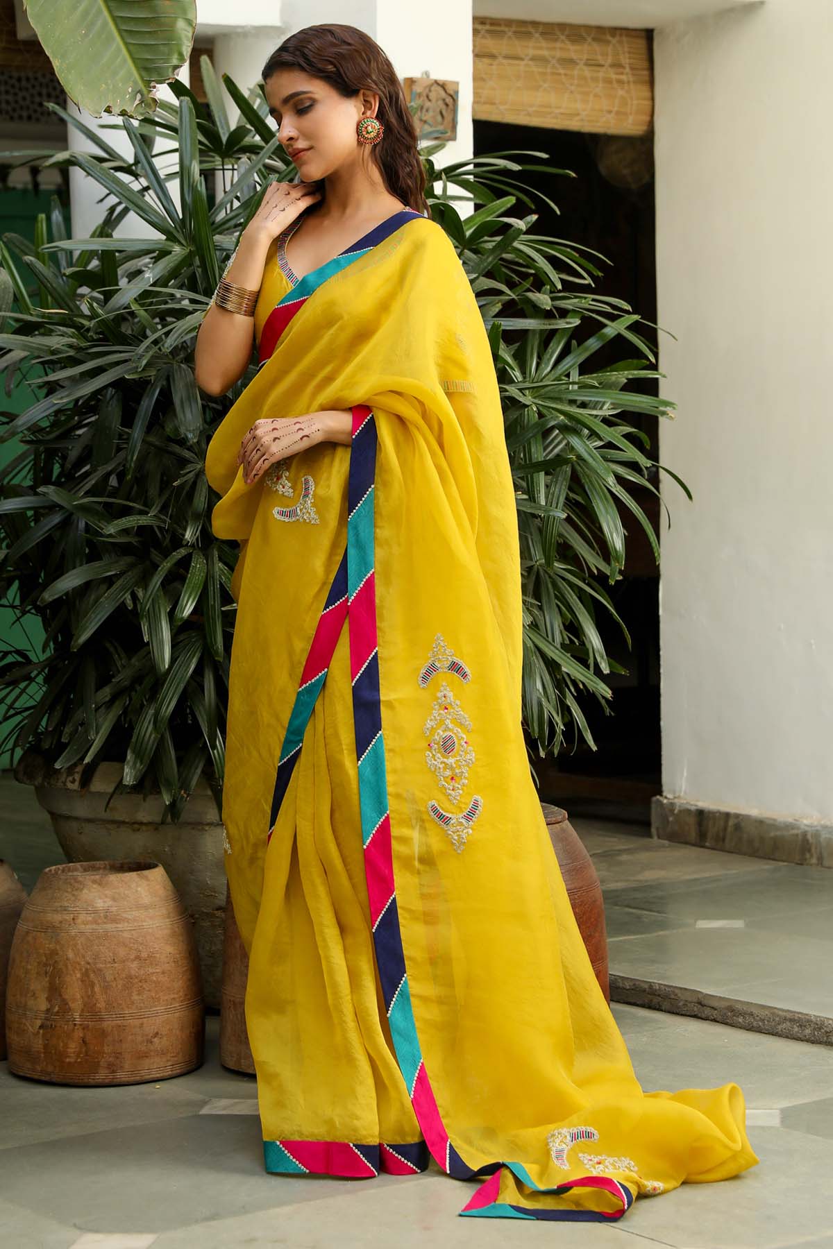 Yellow Resham & Zari Saree